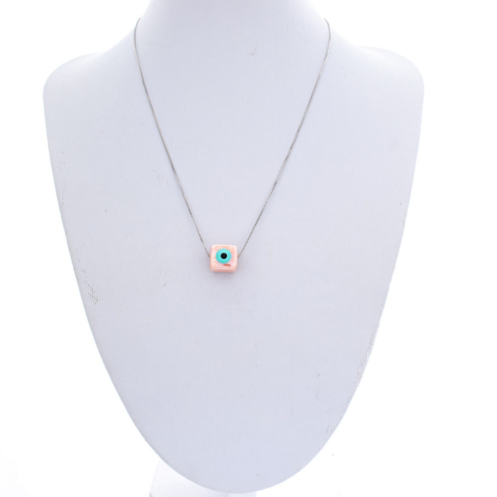 Κολιέ με ροζ χάντρα μάτι