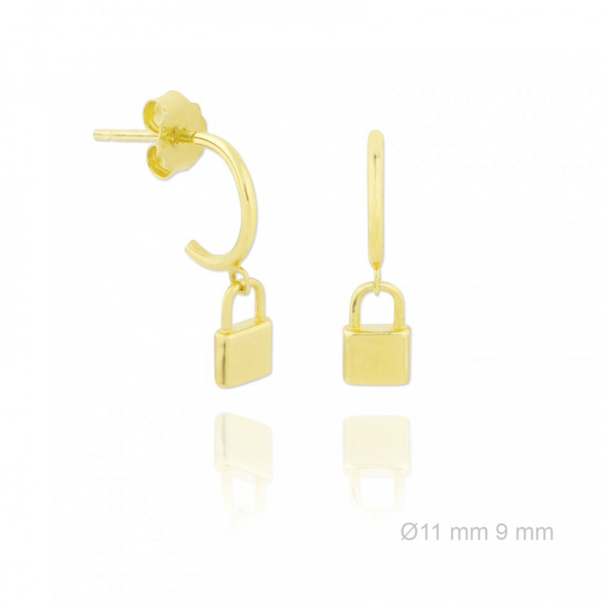 Gold plated earrings with dangle lock