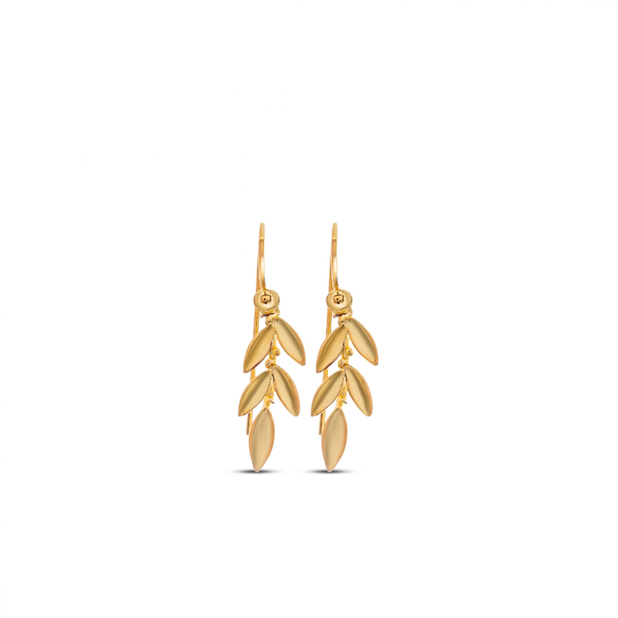 Gold plated olive branch earrings