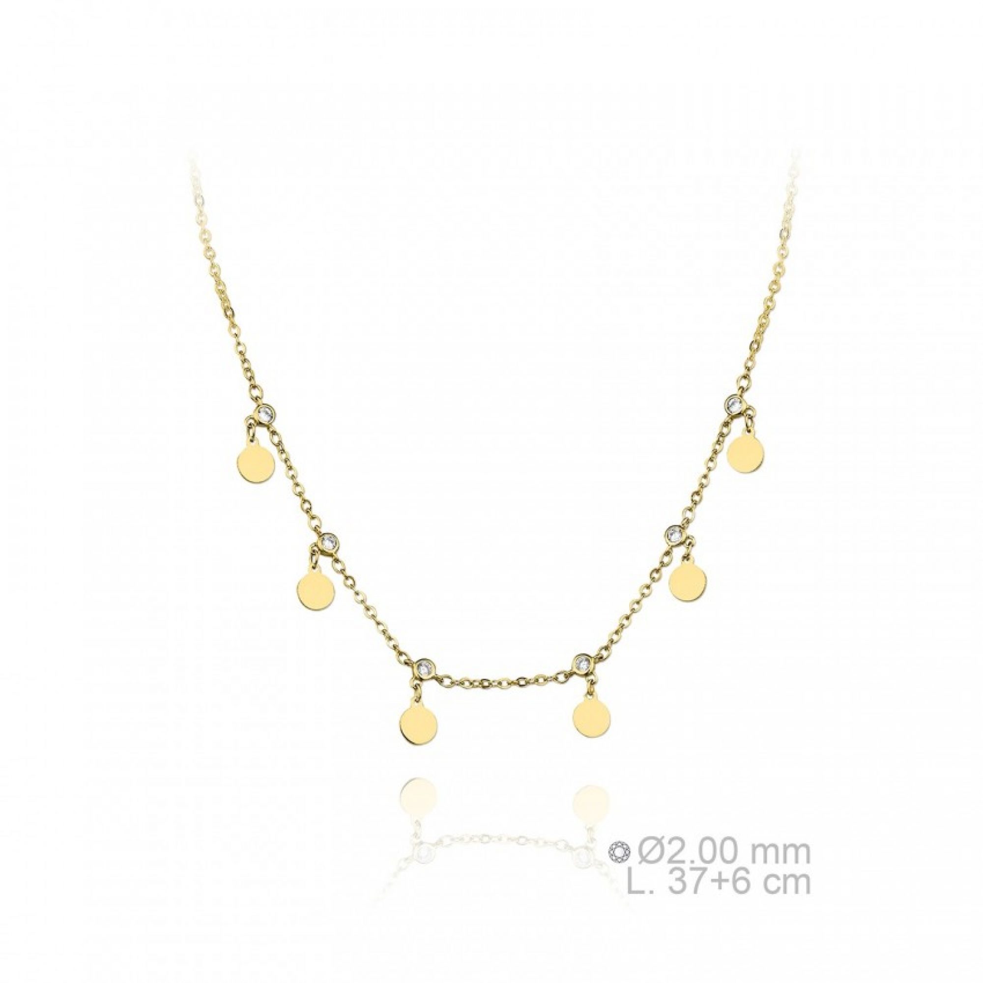 Gold plated dangle necklace with zircon stones