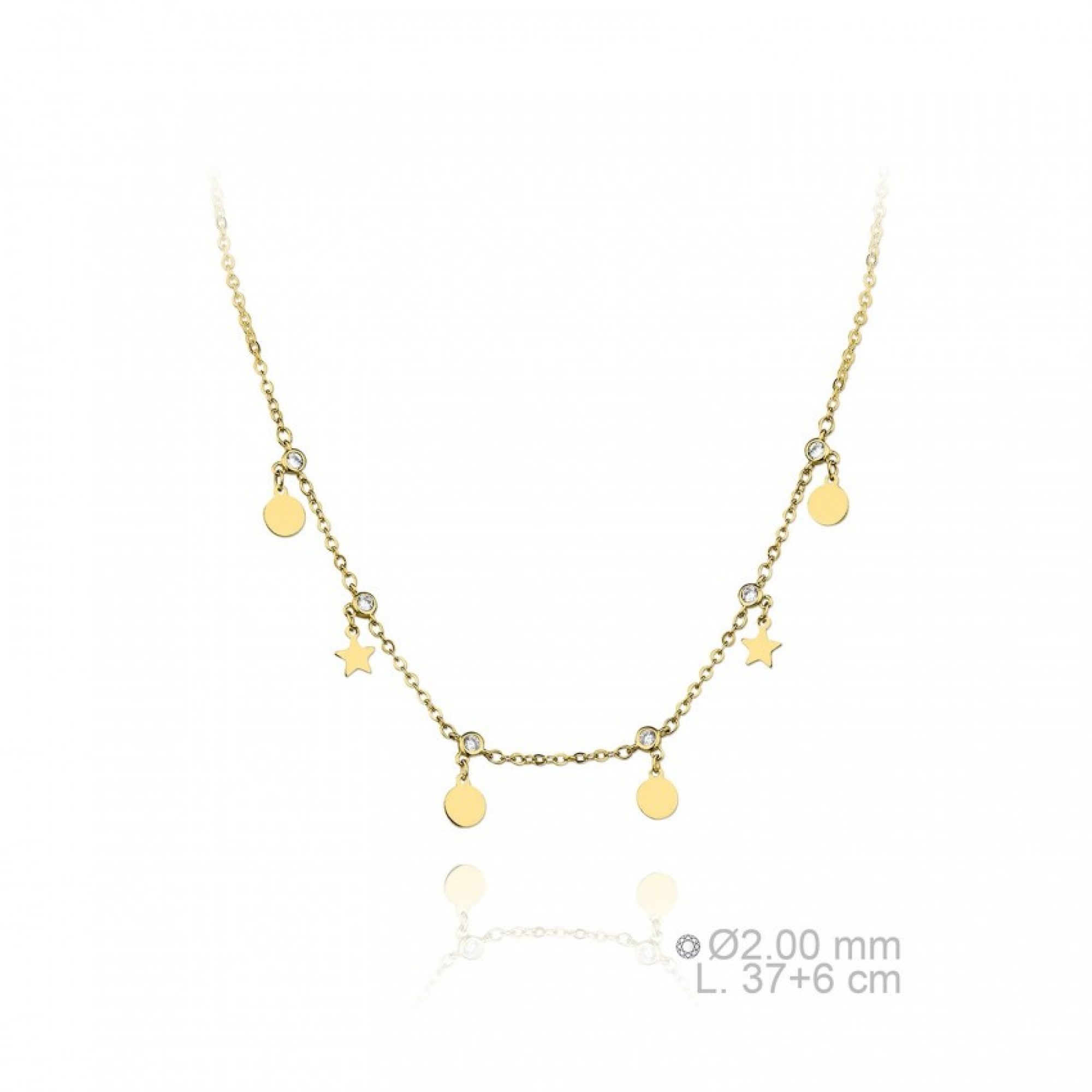 Gold plated dangle necklace with zircon stones