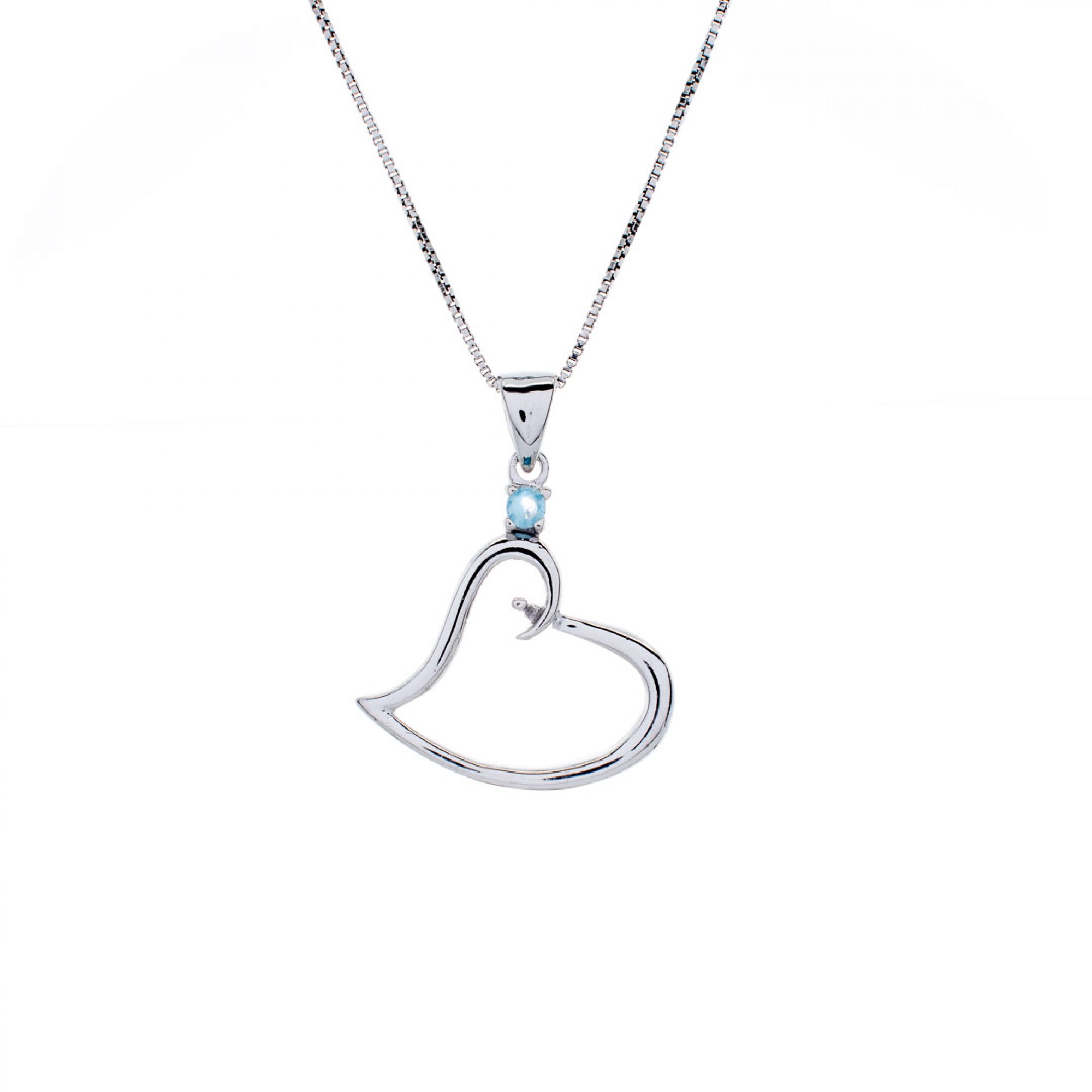 Heart necklace with aqua marine stone