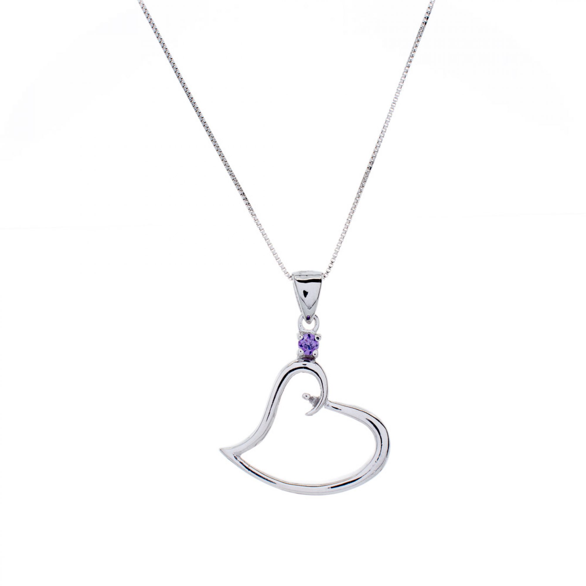 Heart necklace with amethyst stone