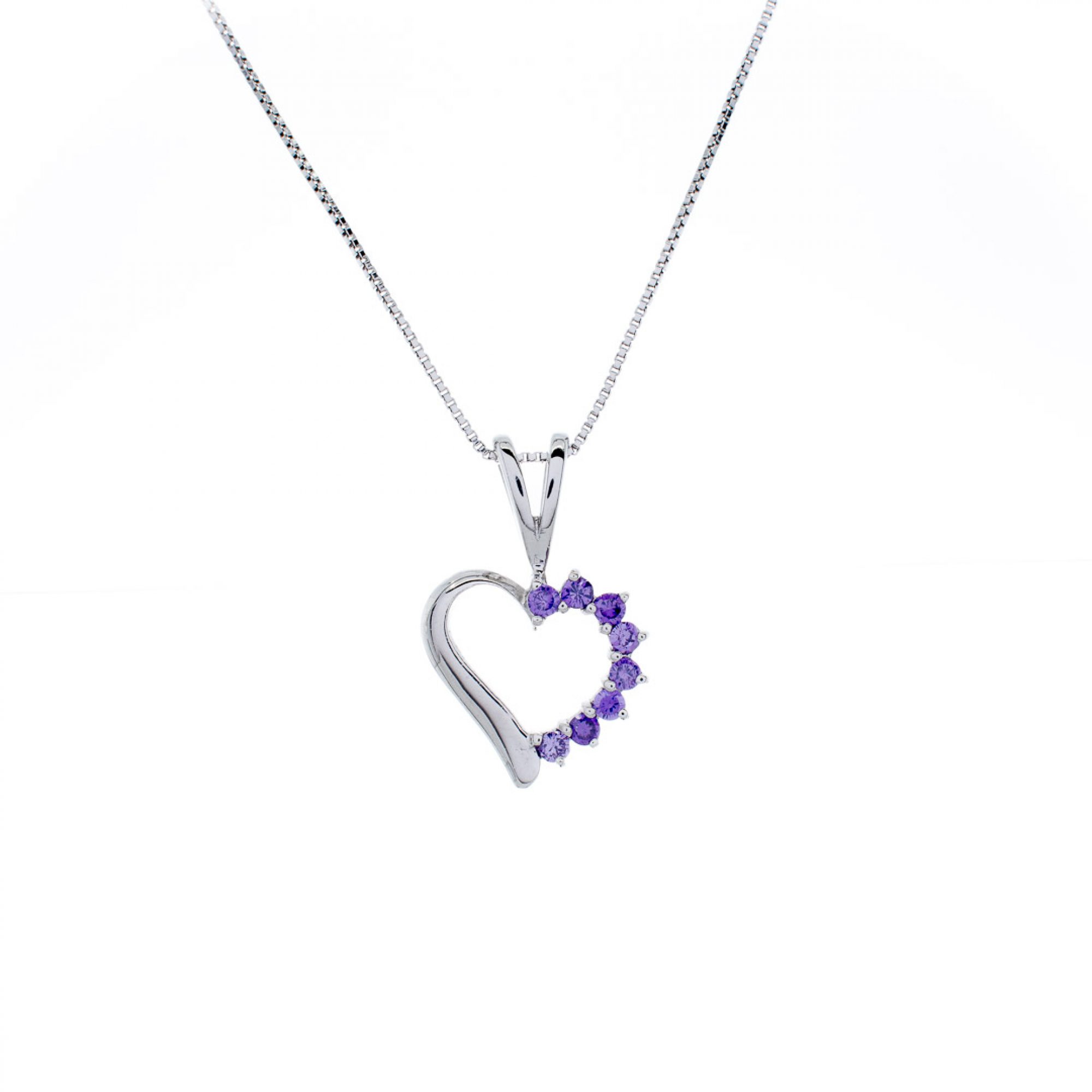 Heart necklace with amethyst stones