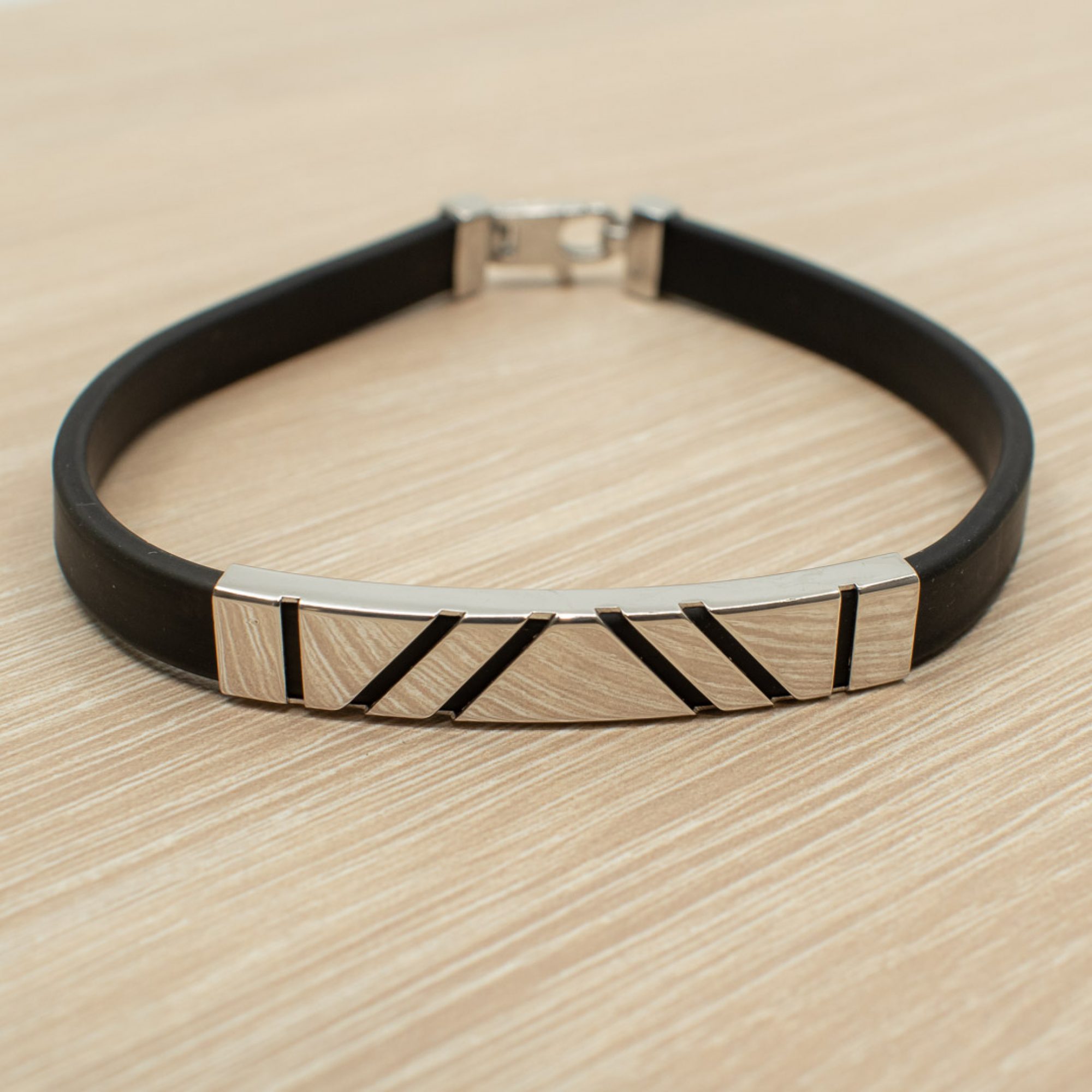 Βραχιόλι καουτσούκ ασήμι