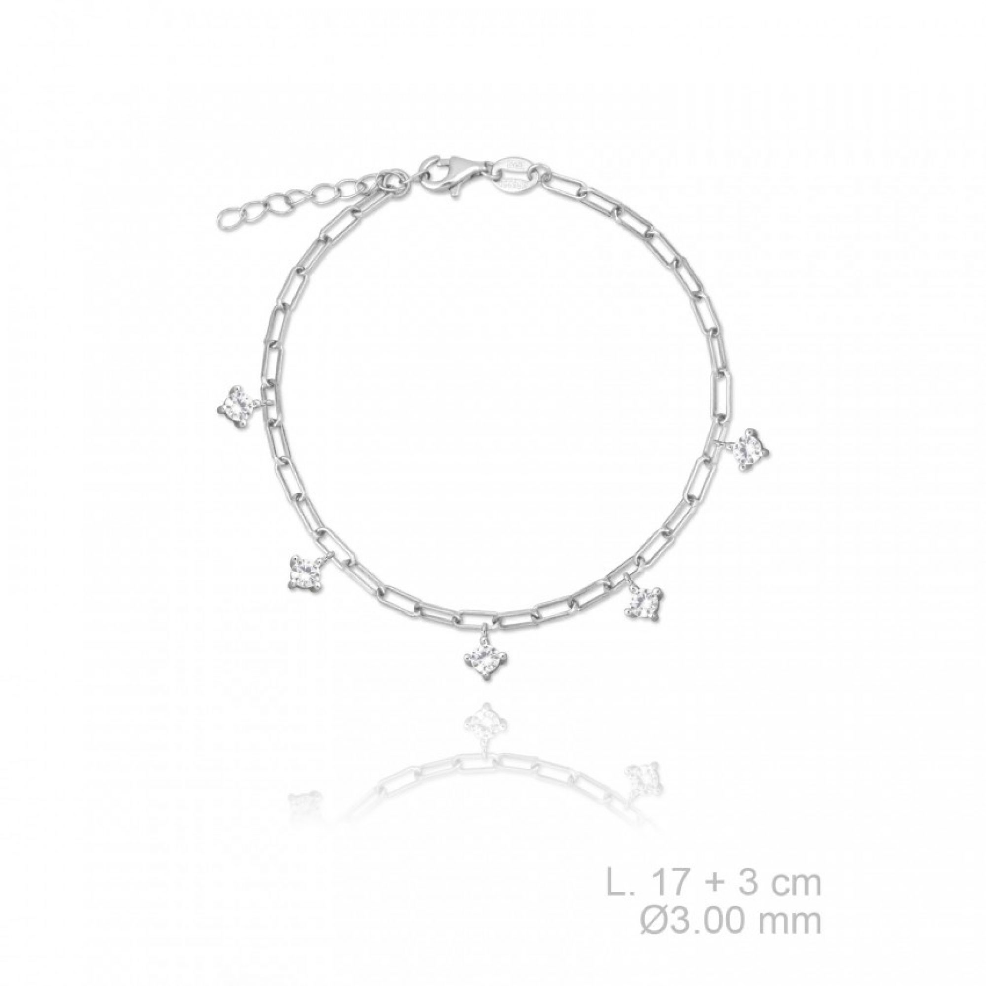 Silver bracelet with natural zircon stones