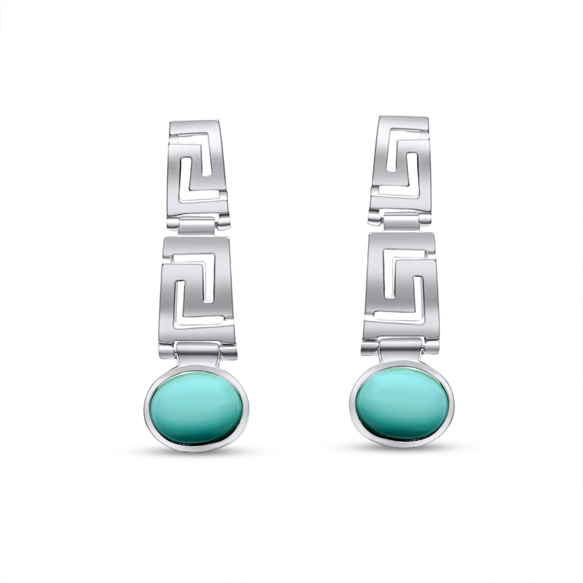 Meander earrings with turquoise stones