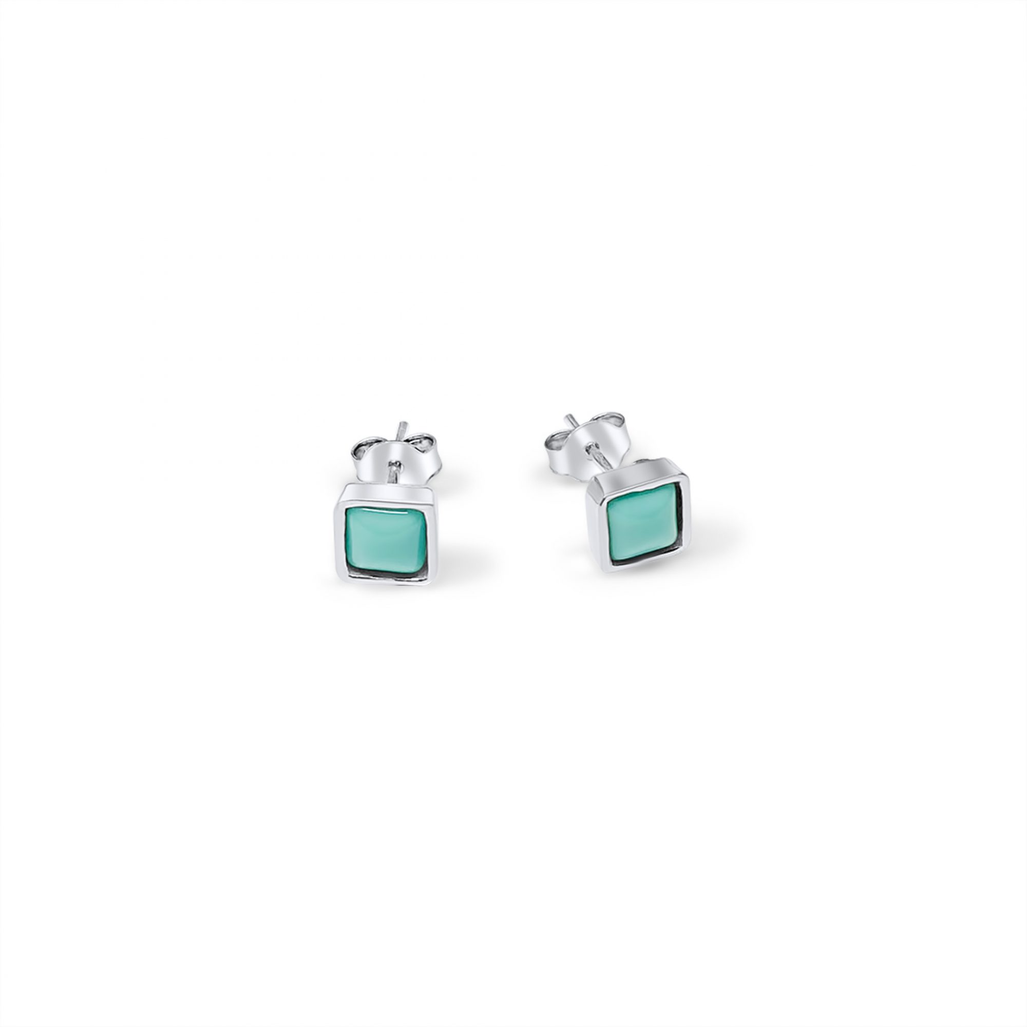 Silver stud earrings with turquoise stones