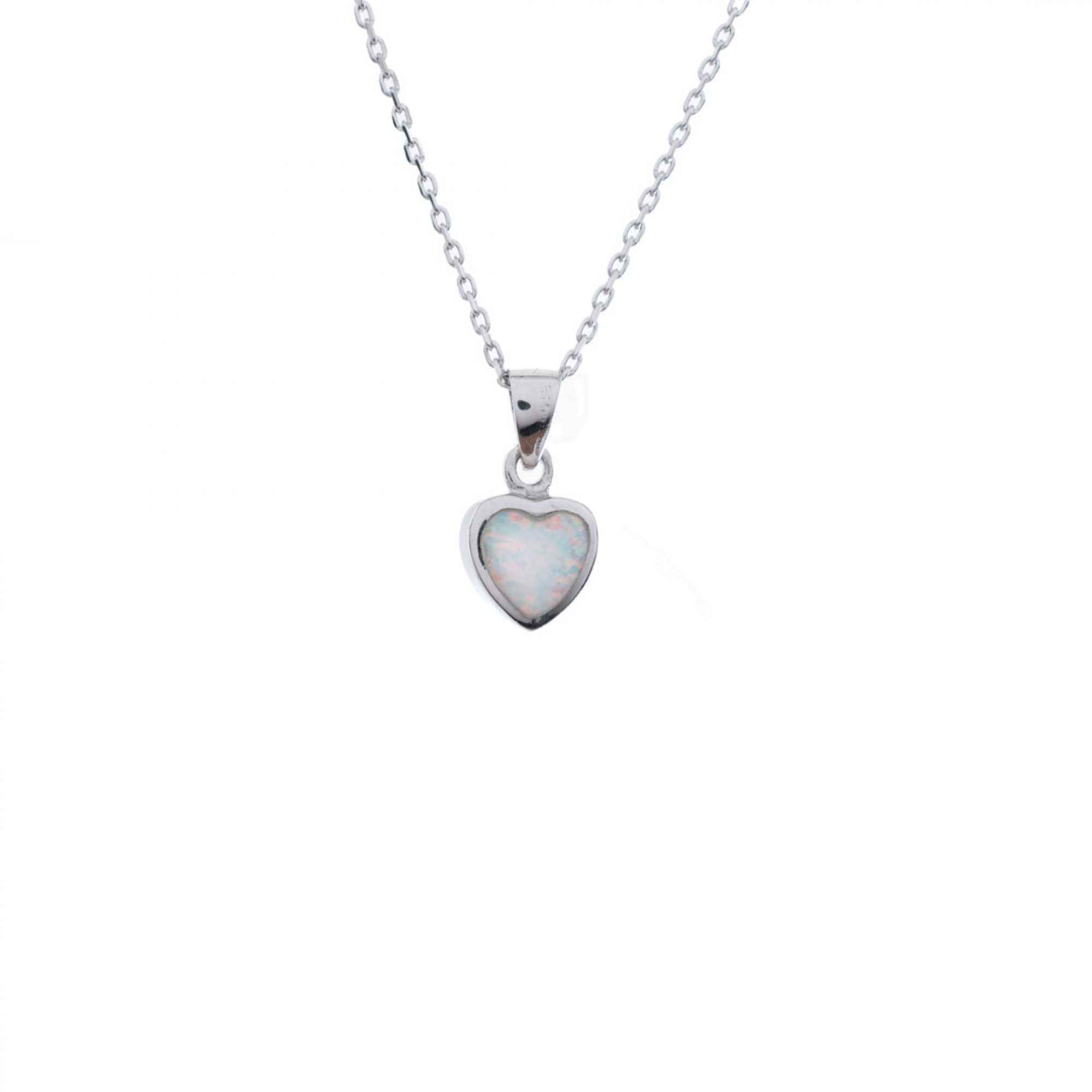 White opal heart pendant