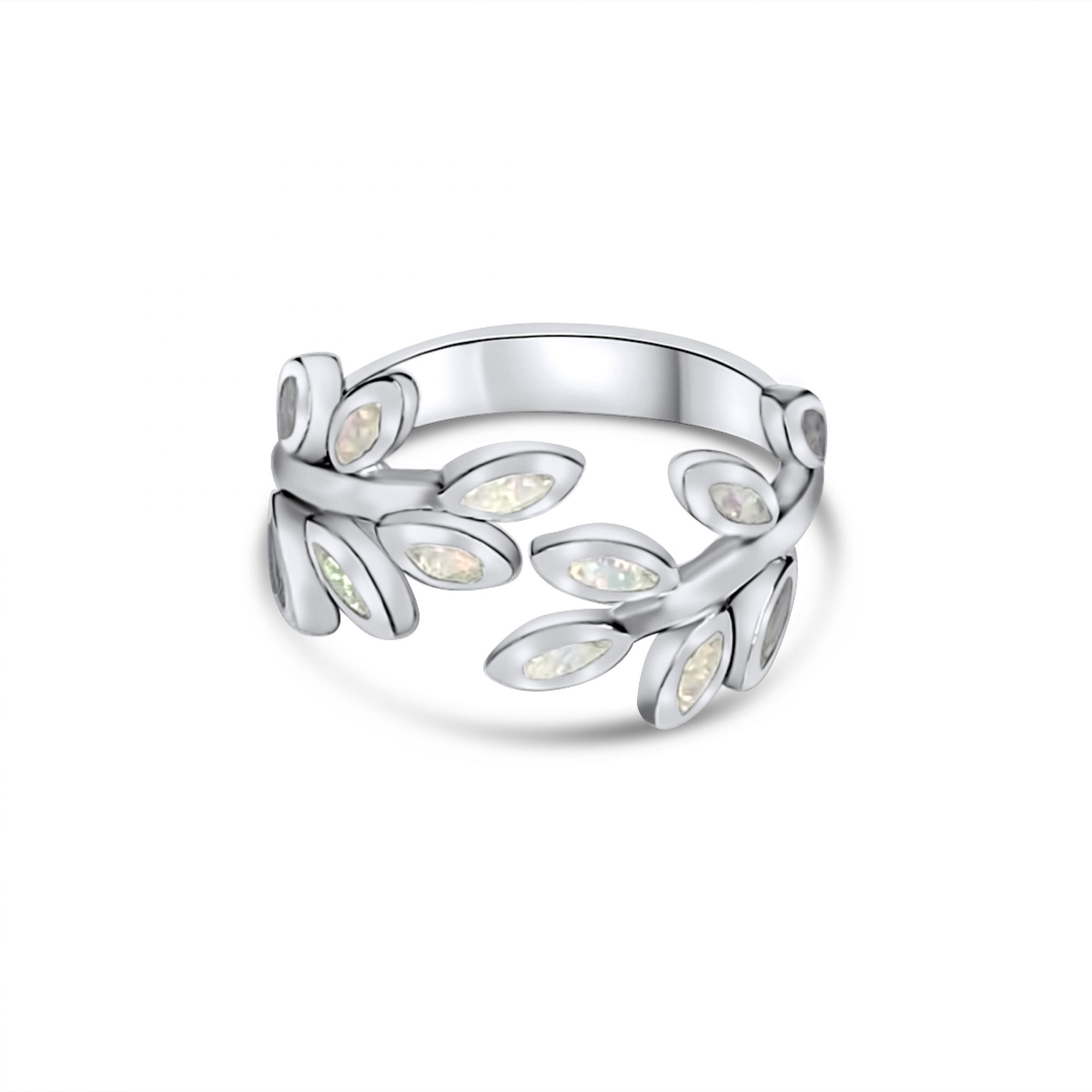 Δαχτυλίδι κλαδί ελιάς με λευκό όπαλ 