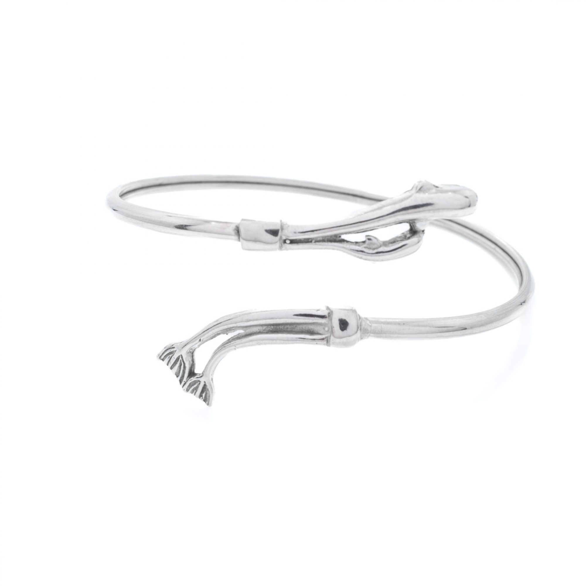Double dolphin silver bracelet