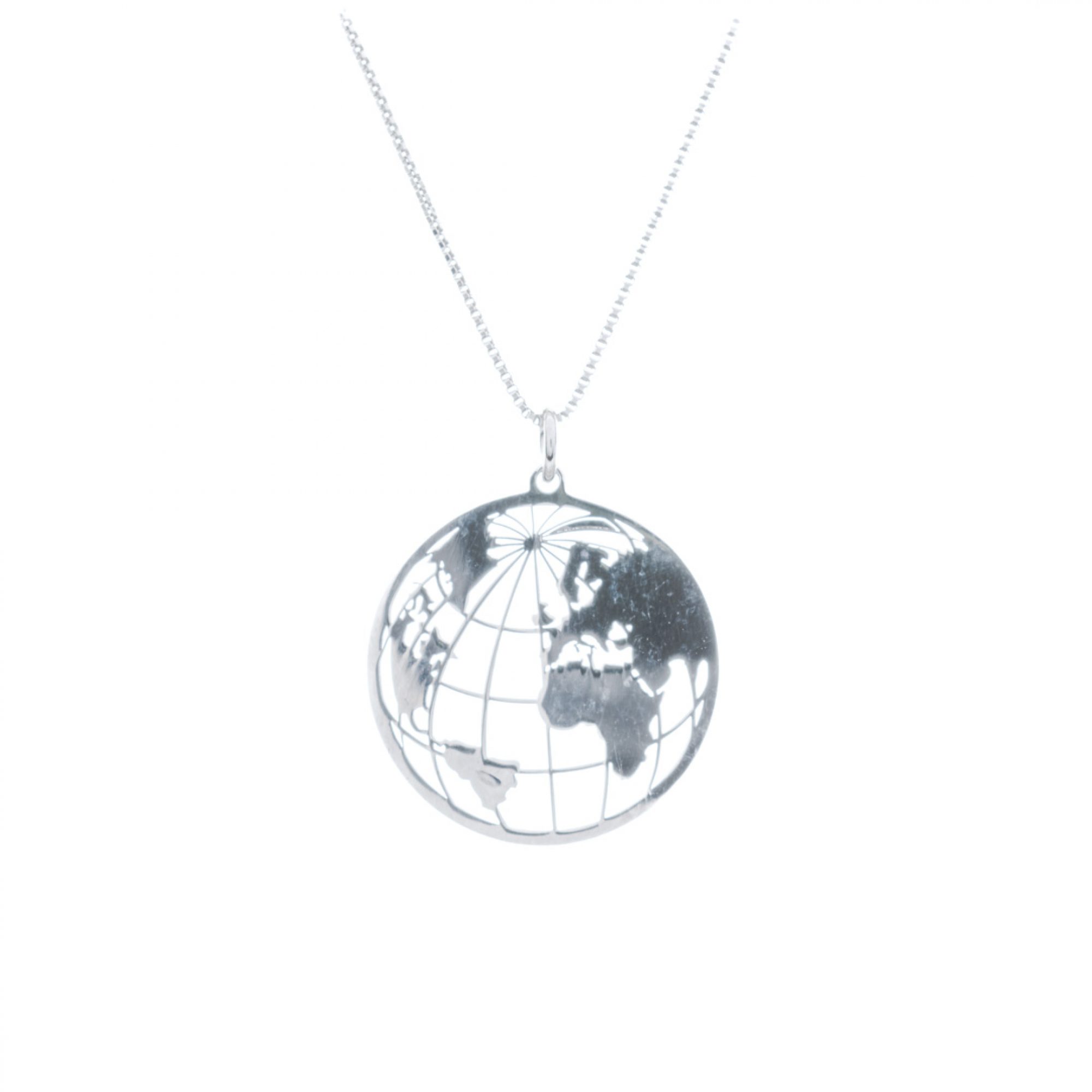 Silver globe necklace