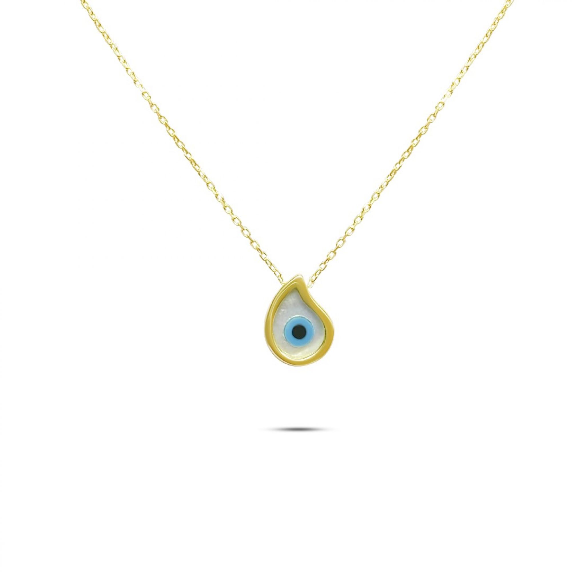 Gold plated eye necklace with mother of pearl