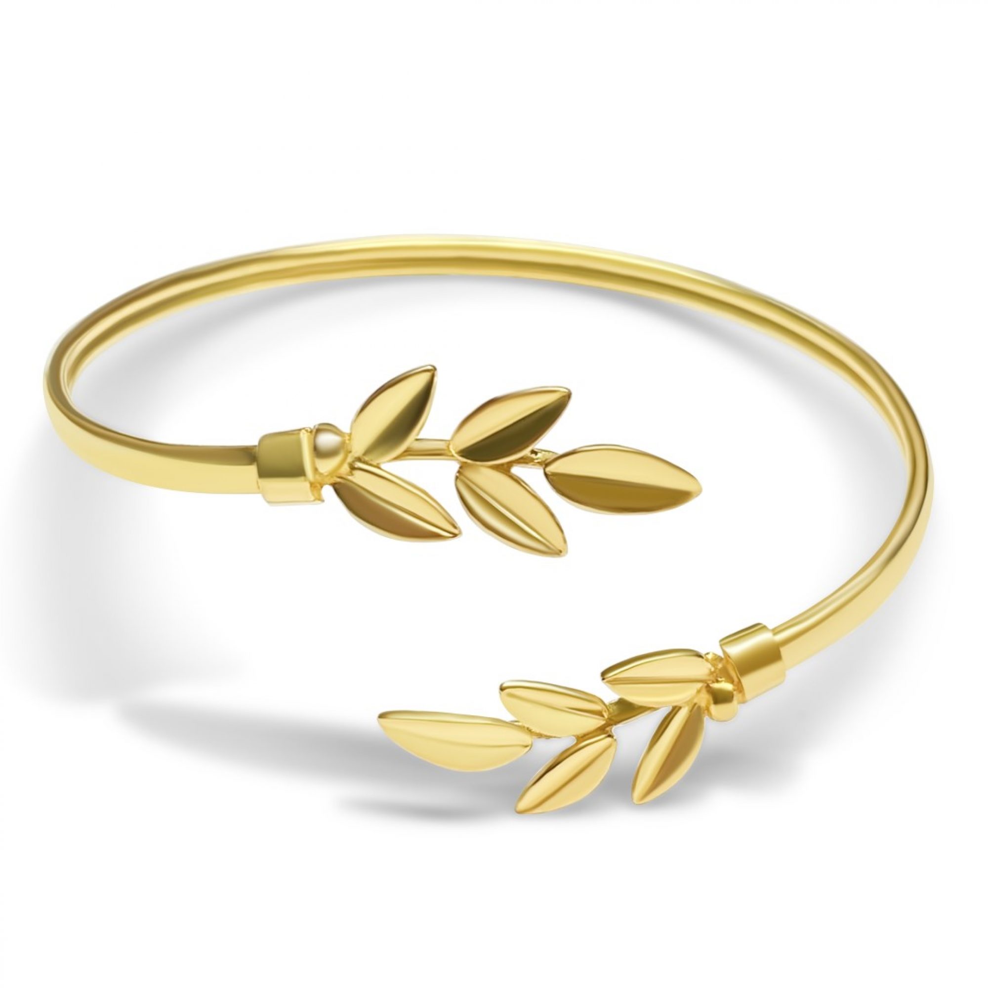 Gold plated adjustable olive branch bracelet 