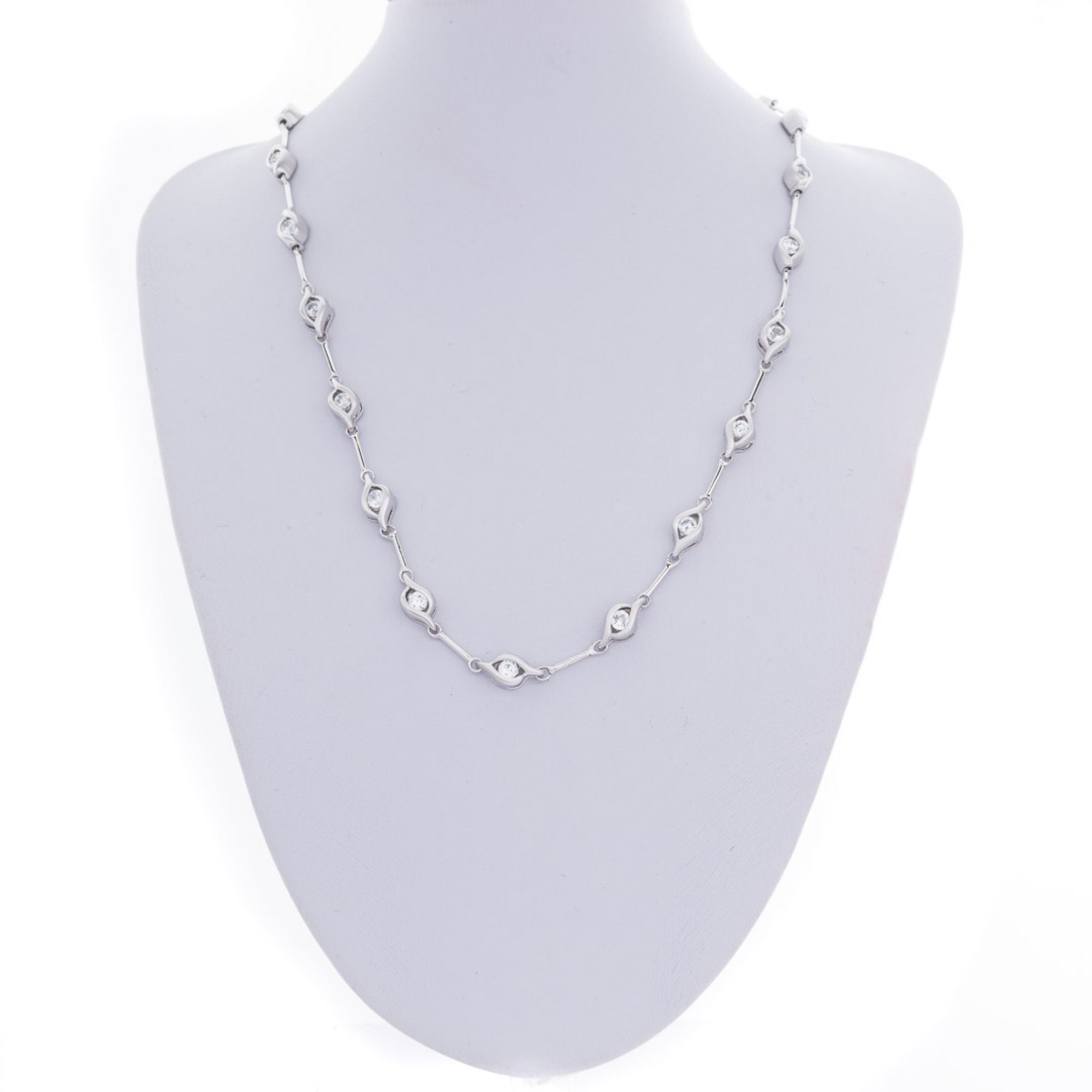 Silver necklace with zircon stones