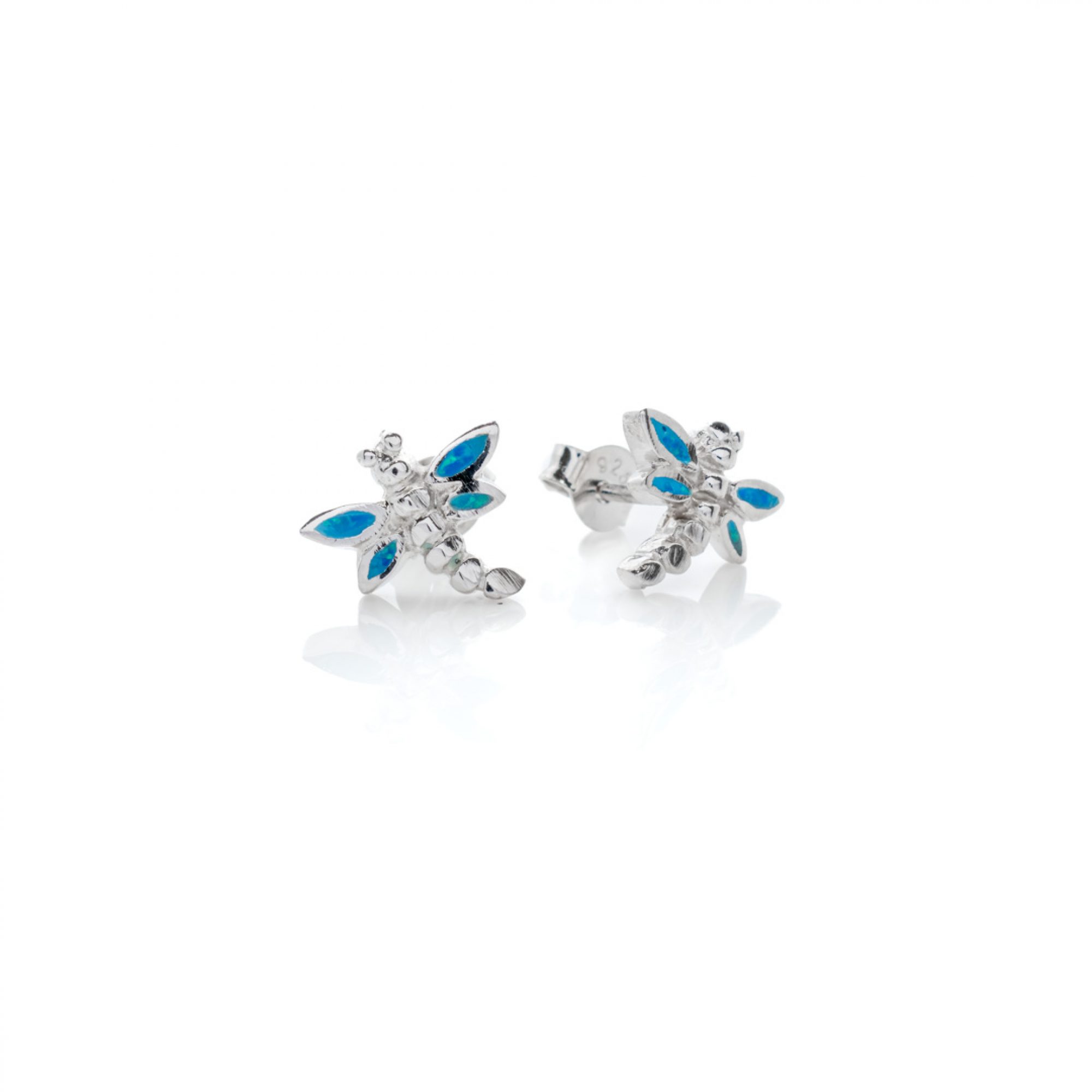 Stud dragonfly opal earrings 