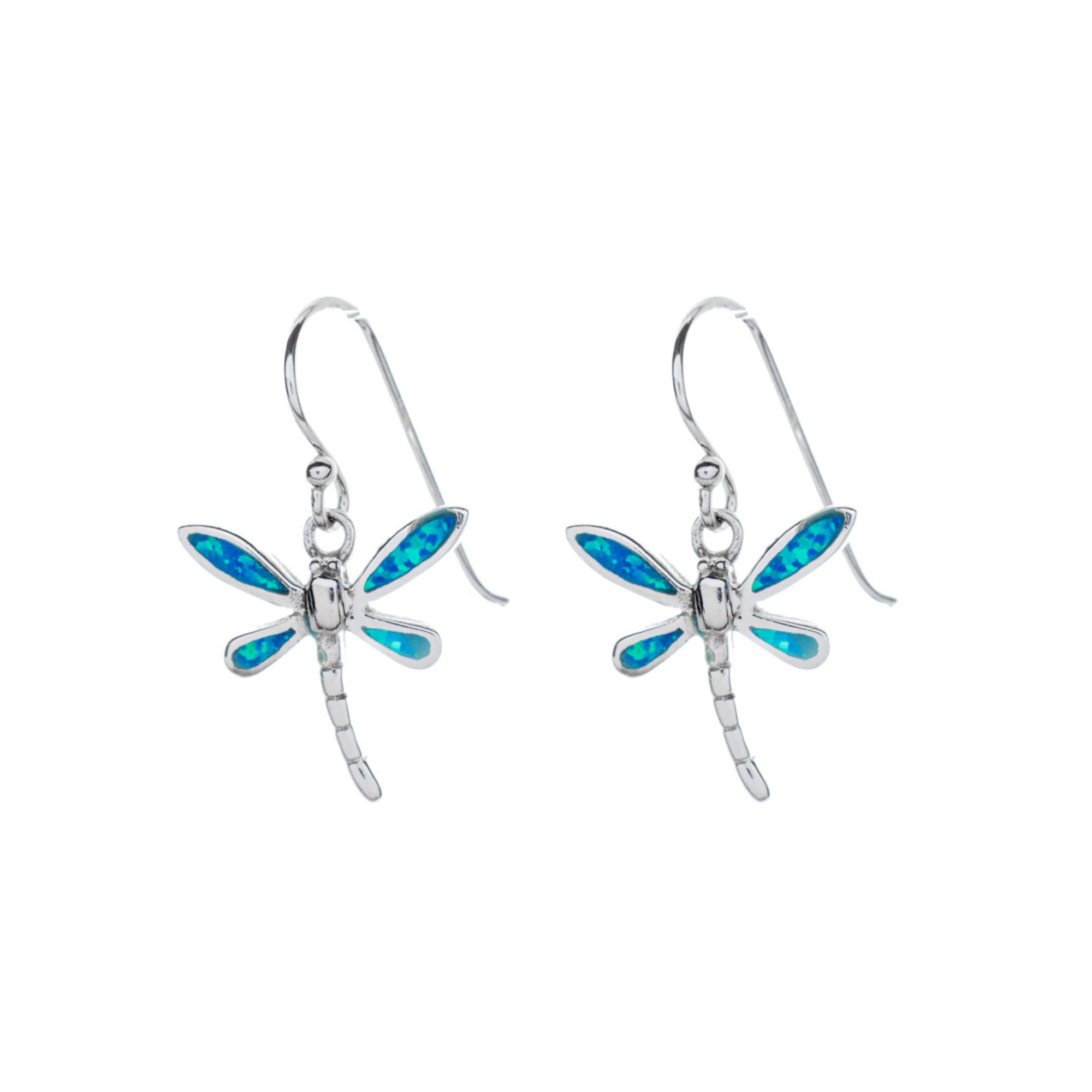 Dangle dragonfly opal earrings 