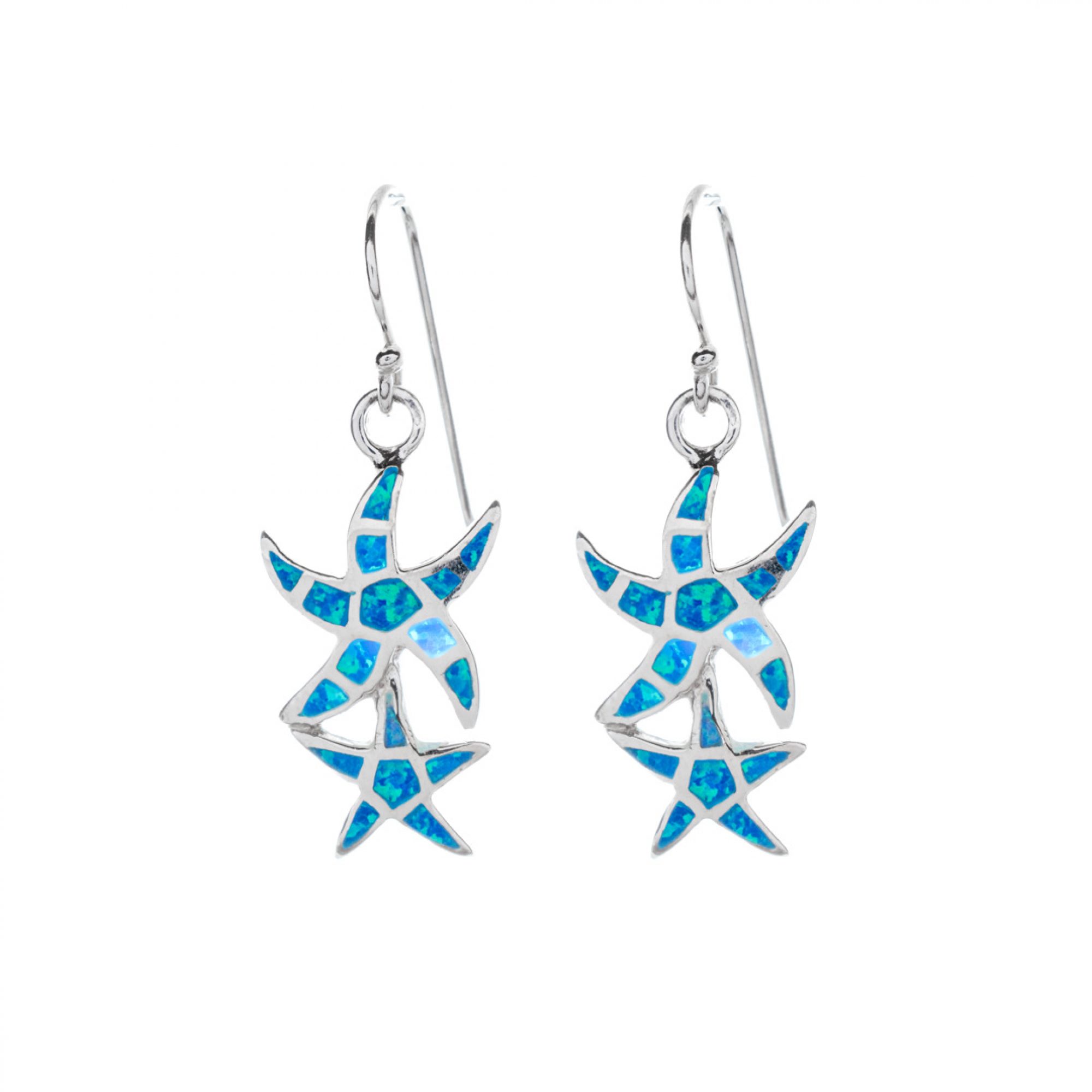 Dangle starfish opal earrings 