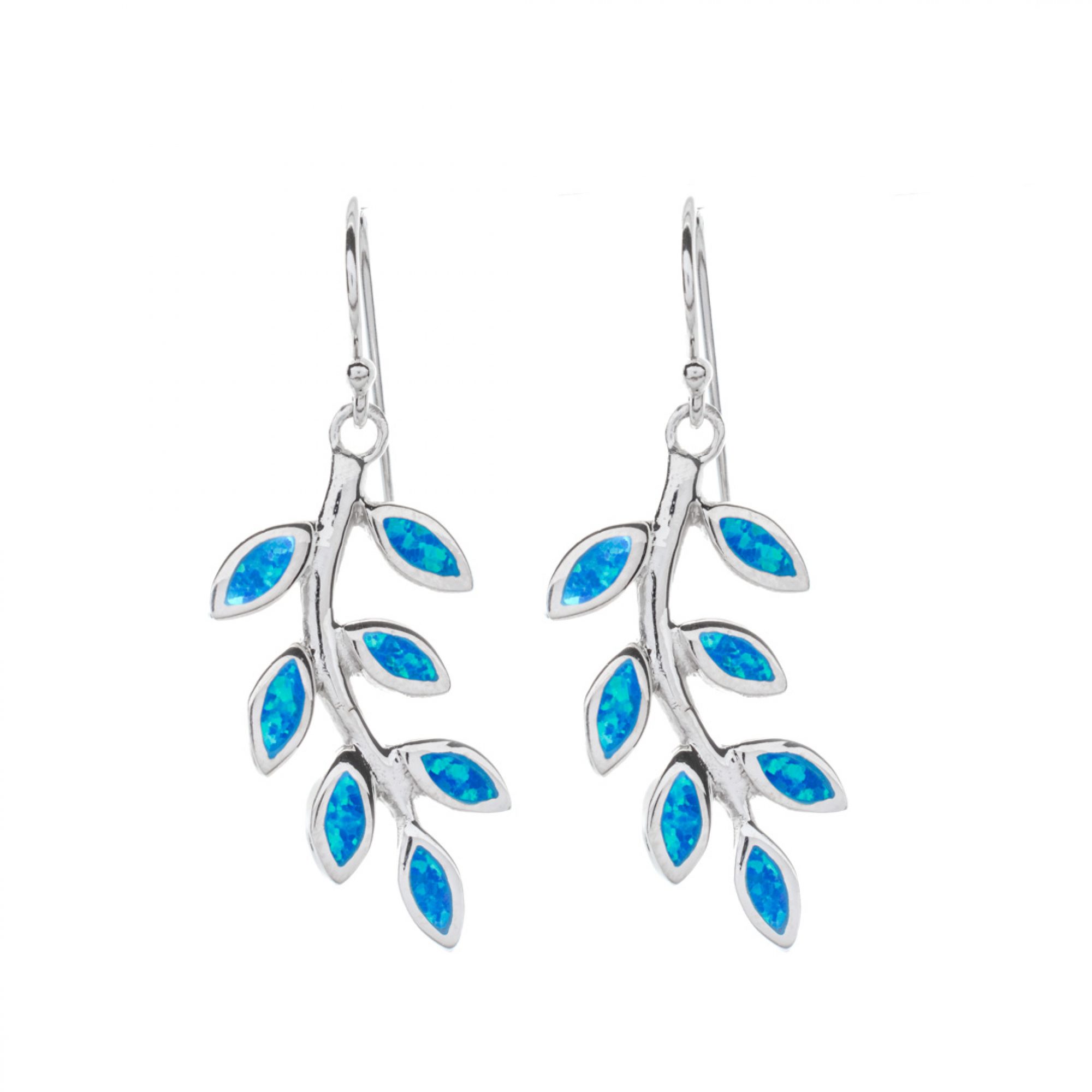 Dangle olive branch opal earrings 