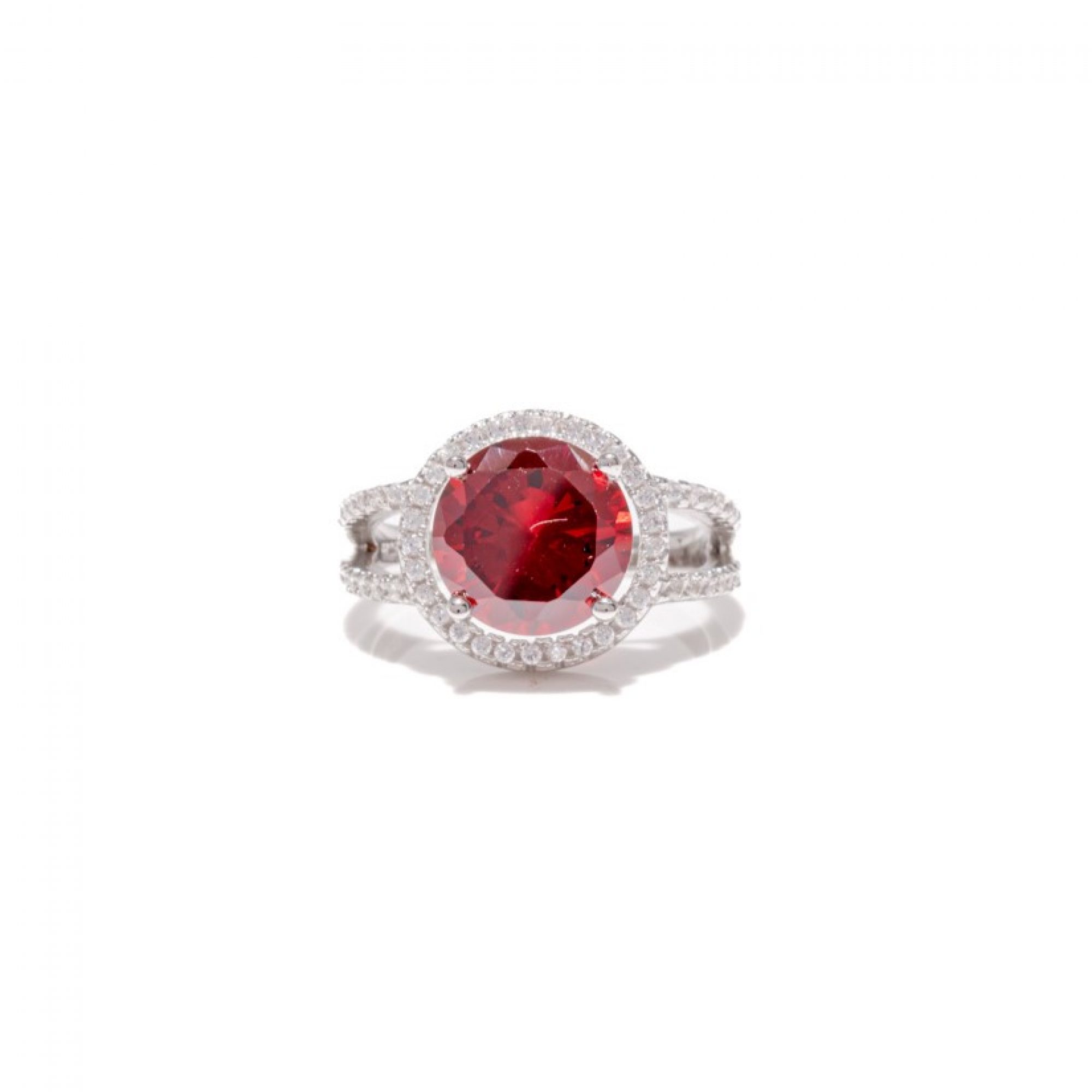 Ring with ruby and zircon stones