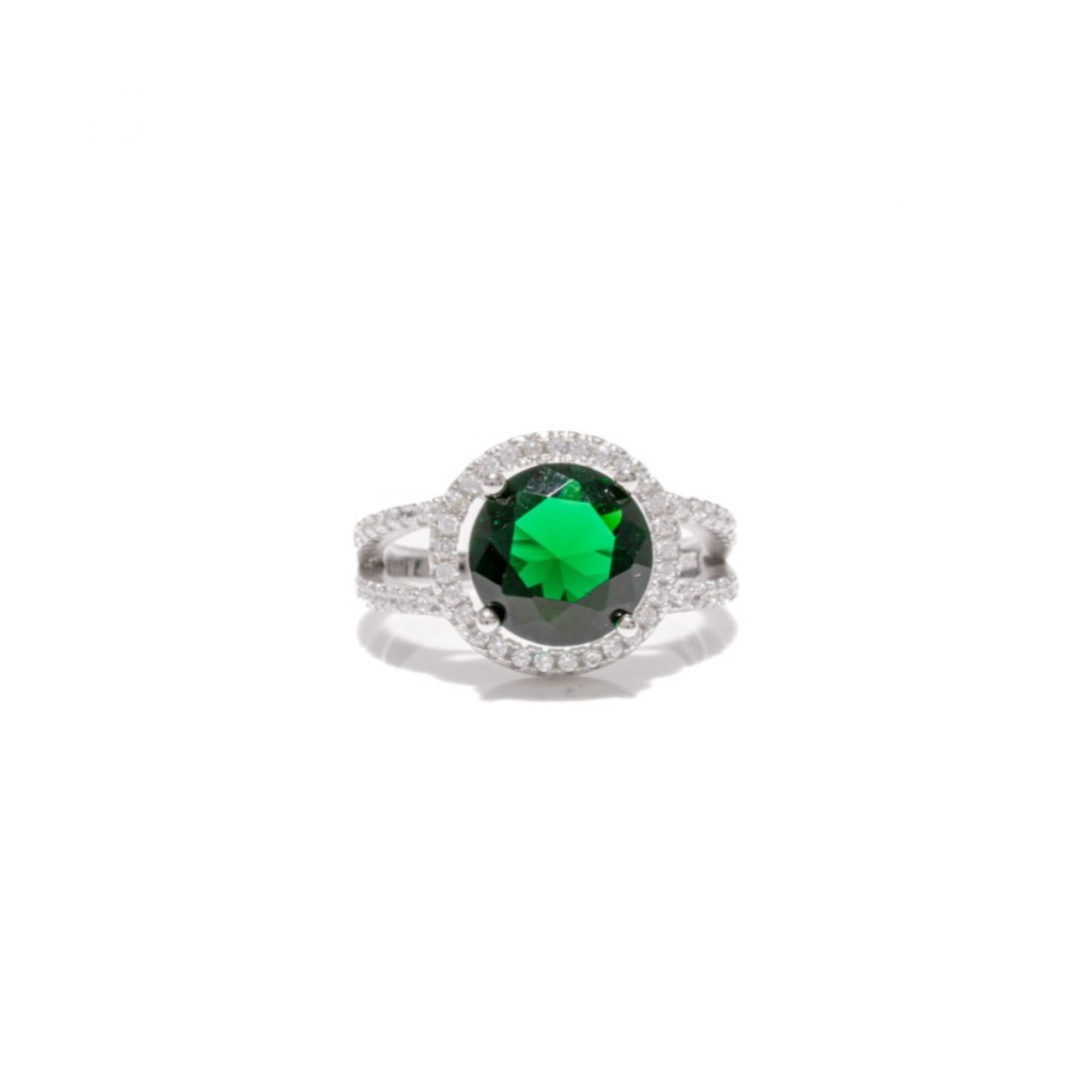 Ring with emerald and zircon stones