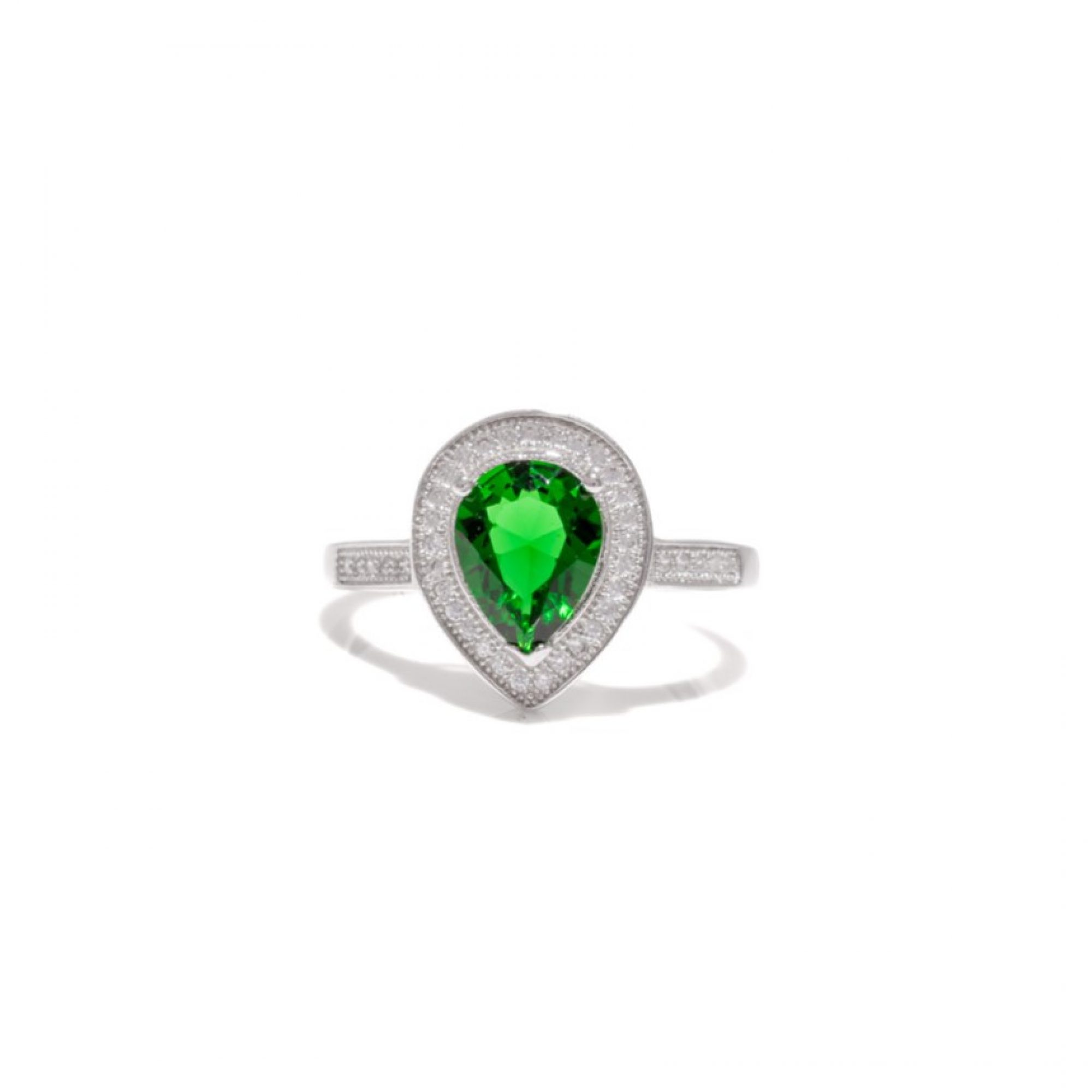 Ring with emerald and zircon stones