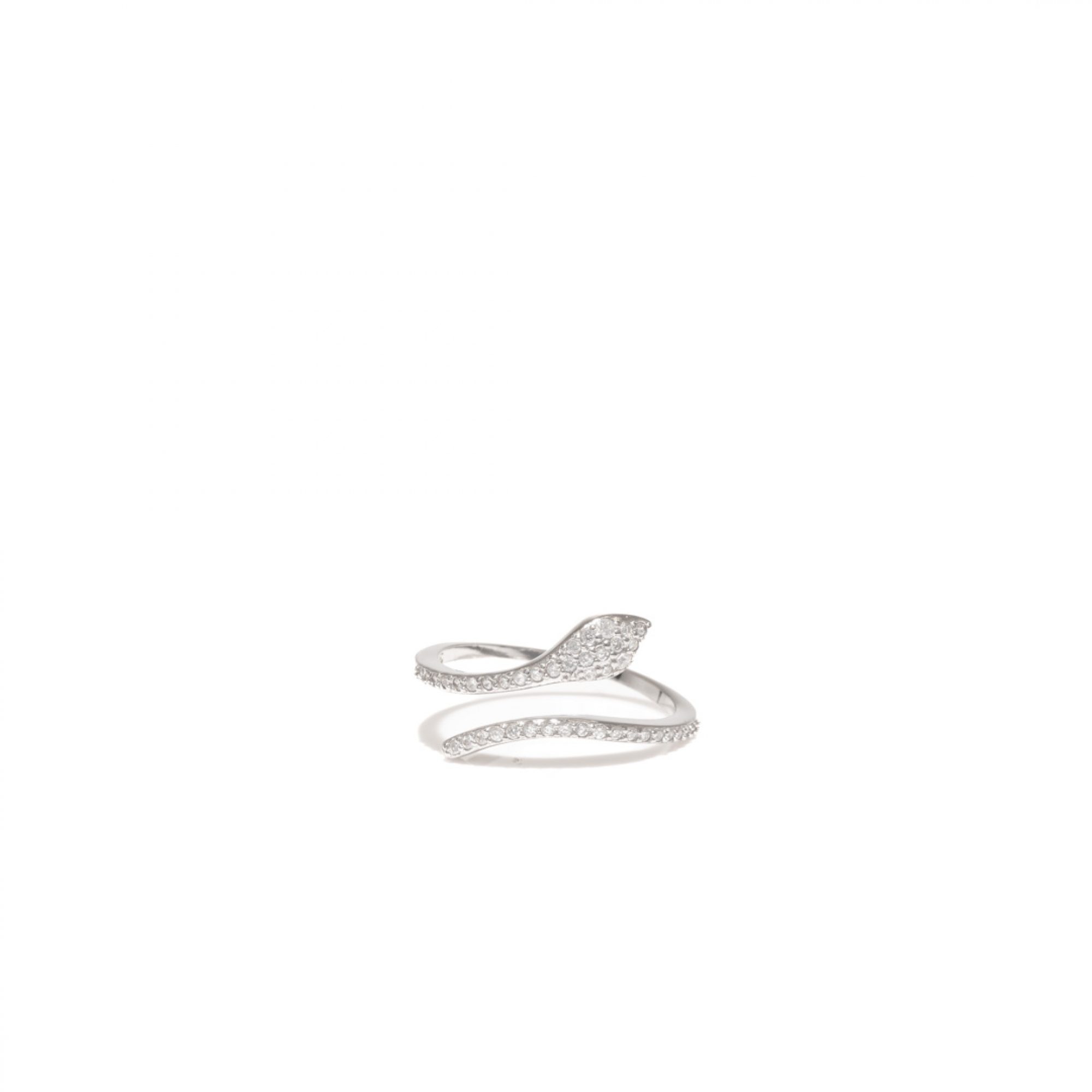 Silver snake ring with zircon stones