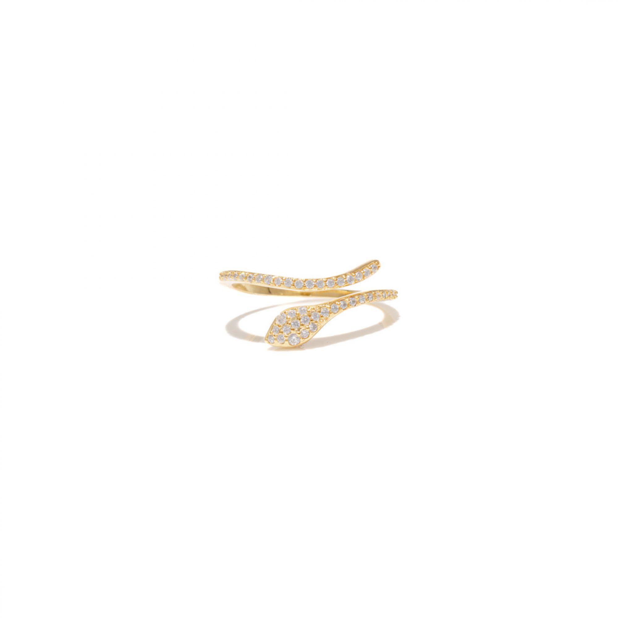 Gold plated snake ring with zircon stones