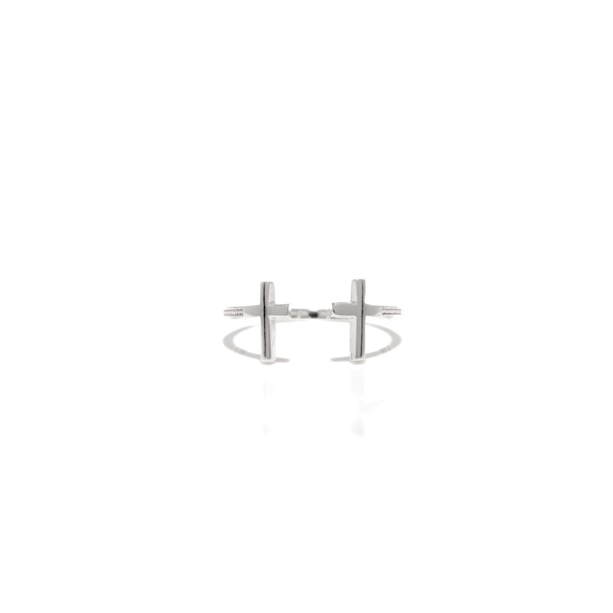 Silver ring with crosses