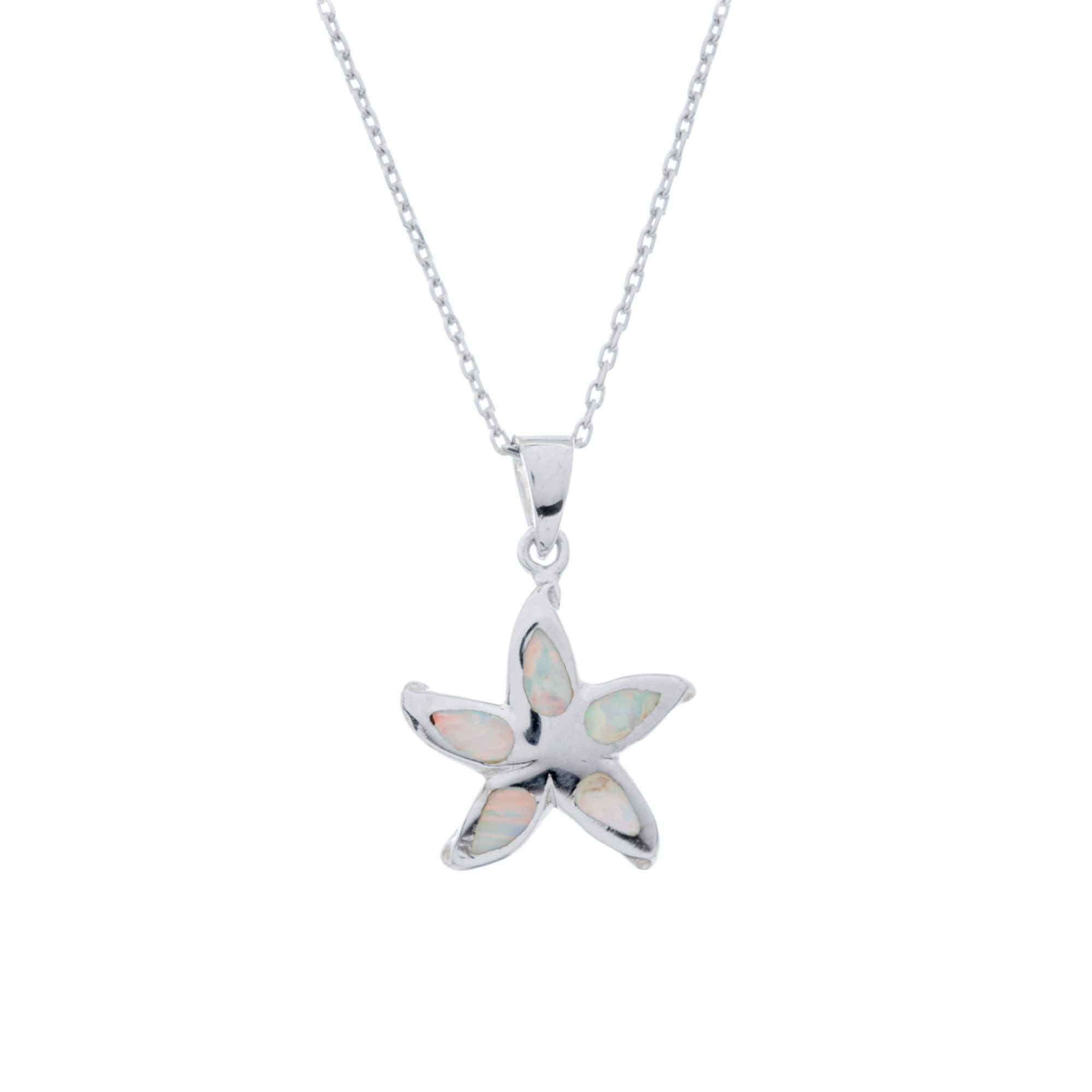 White opal starfish pendant