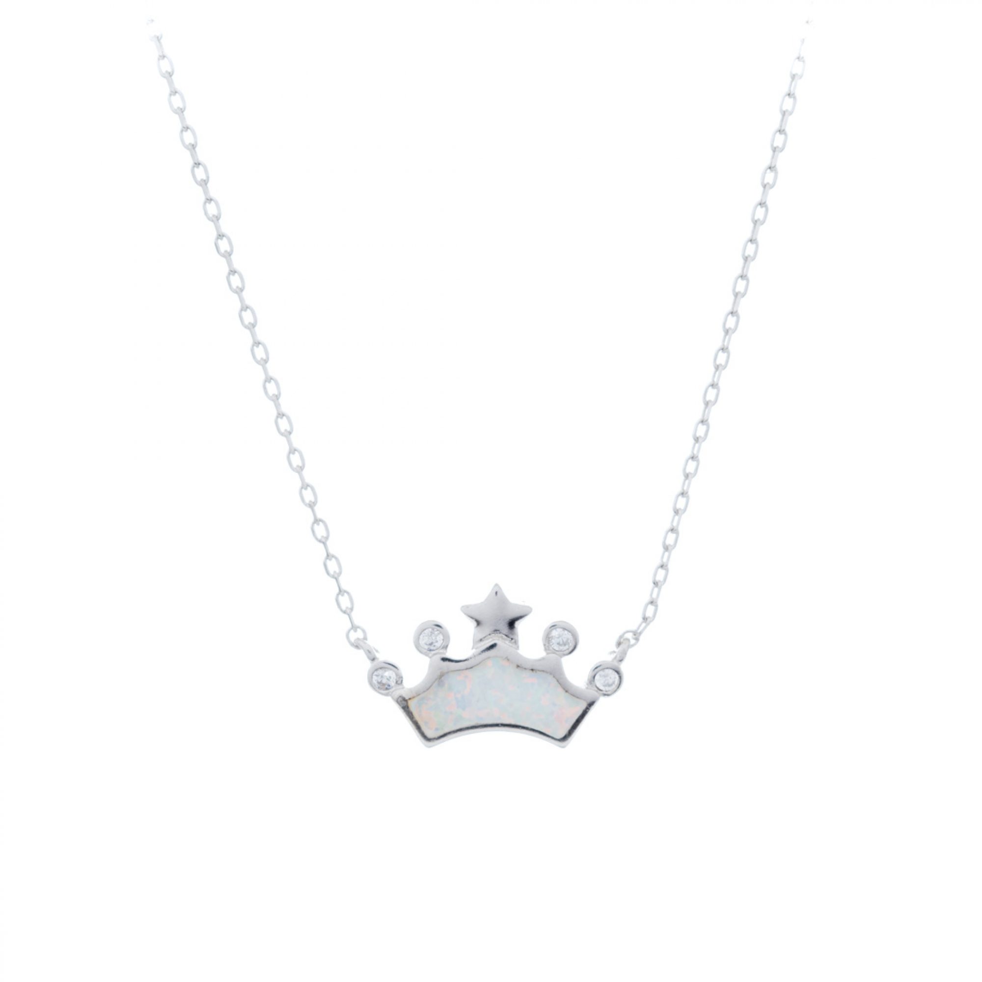 White opal crown necklace