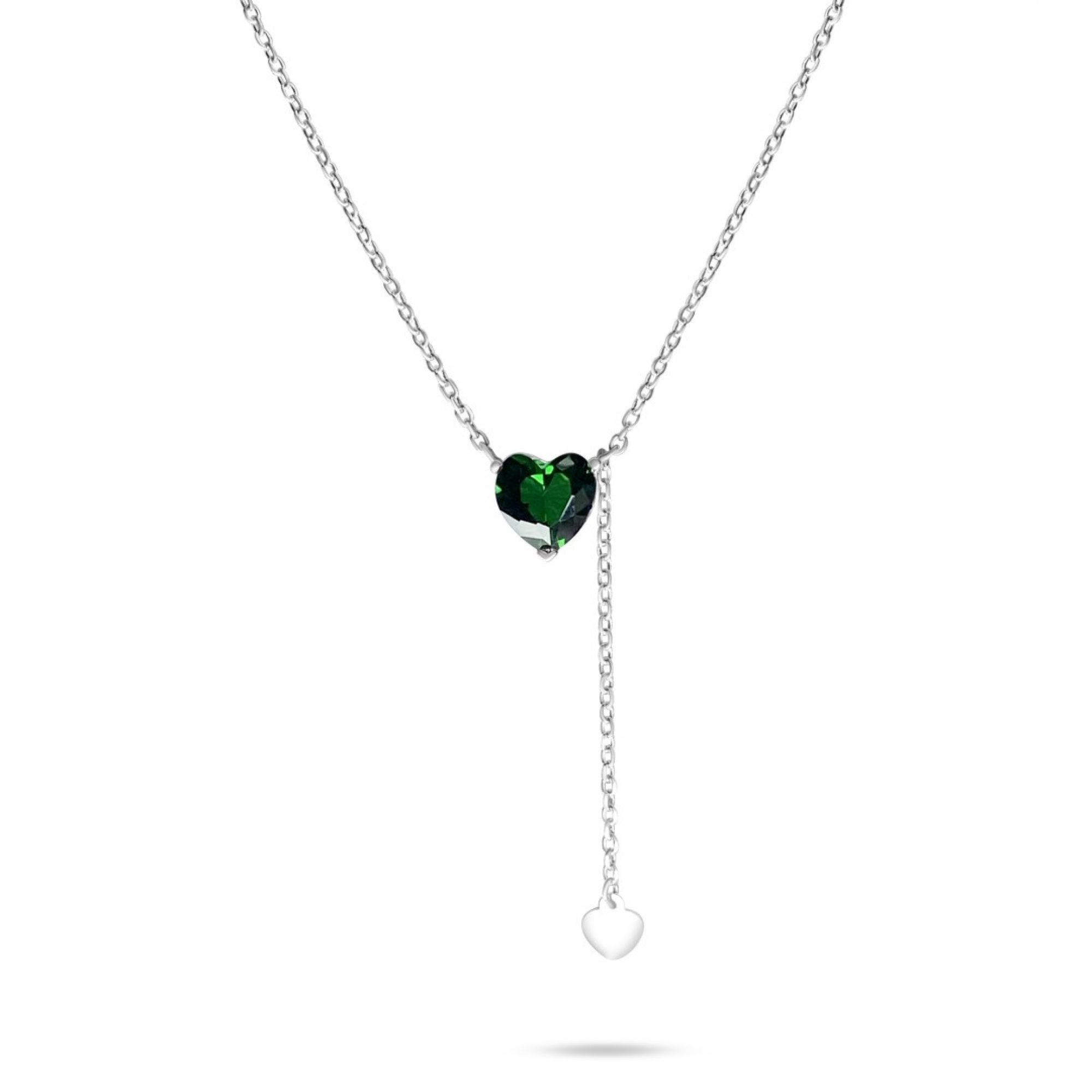 Heart necklace with emerald stone