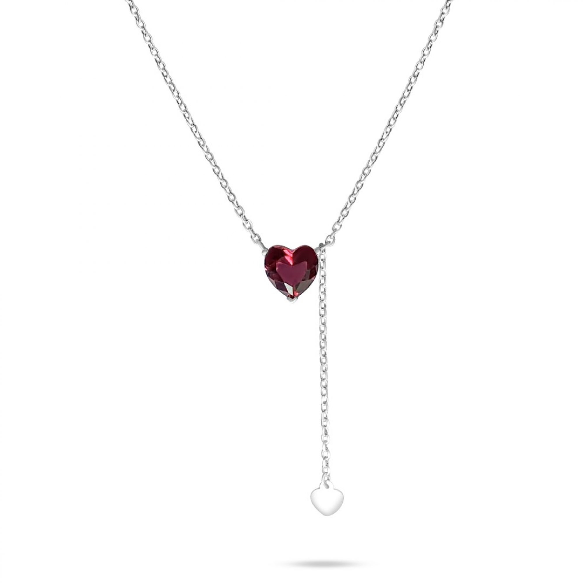 Heart necklace with ruby stone