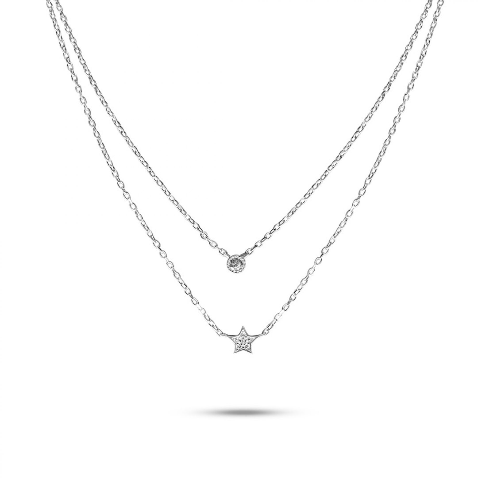 Double necklace with zircon stones