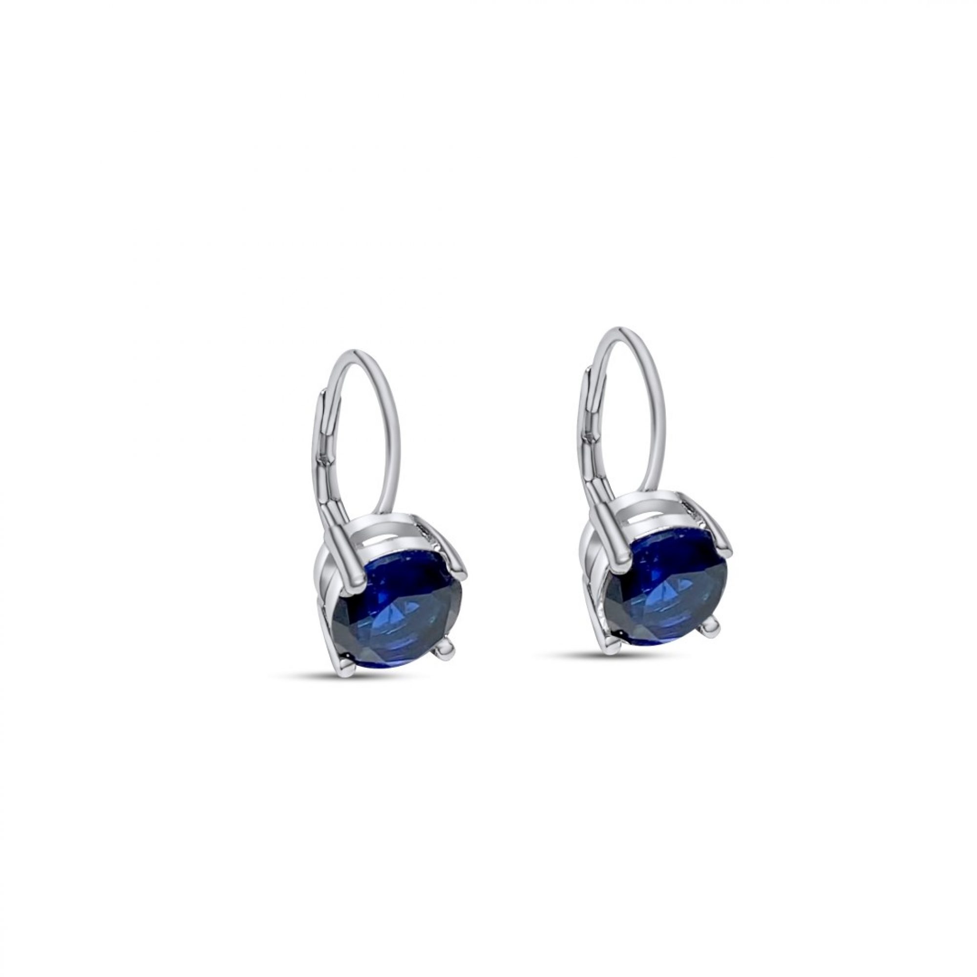 Silver earrings with sapphire stone