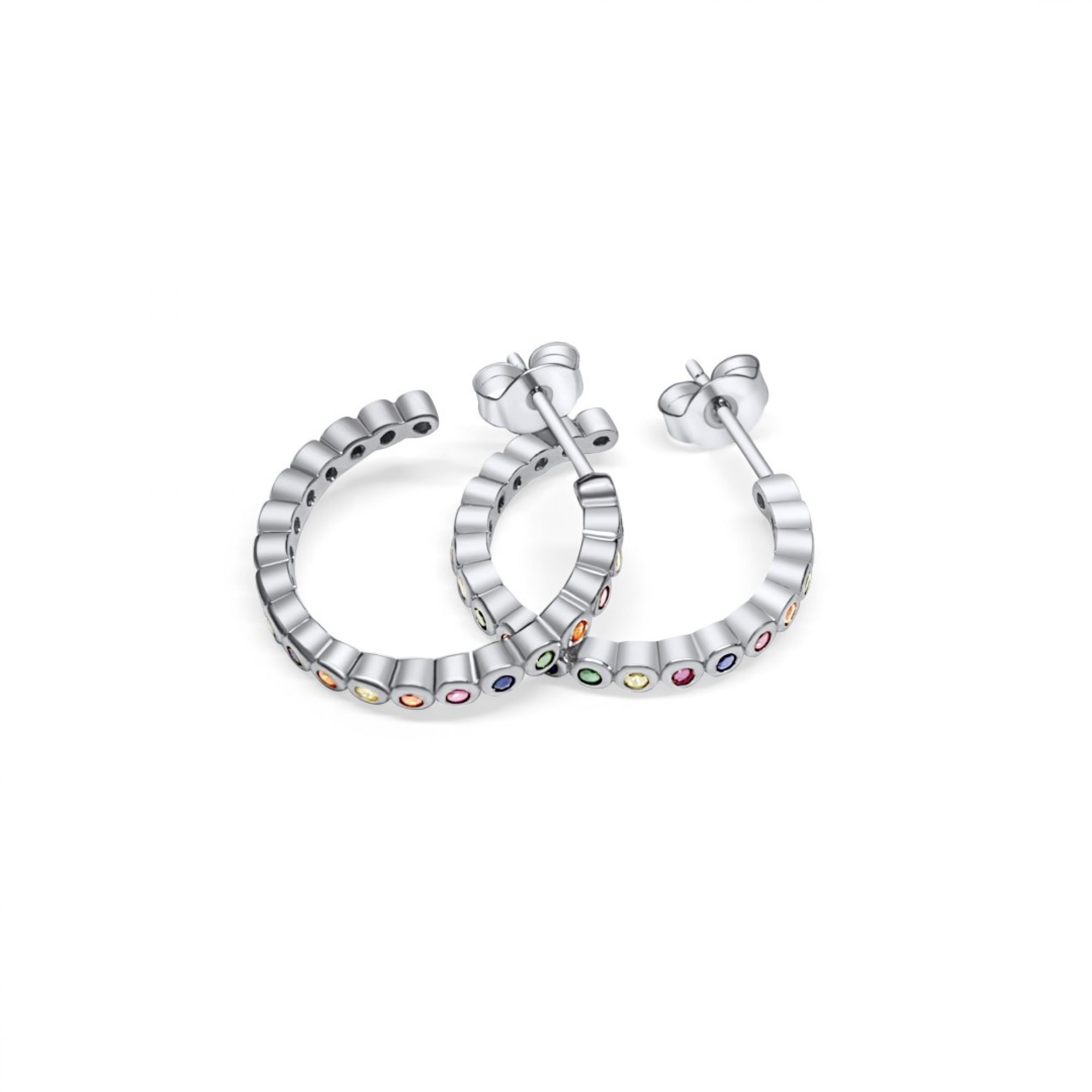 Silver earrings with zircon stones