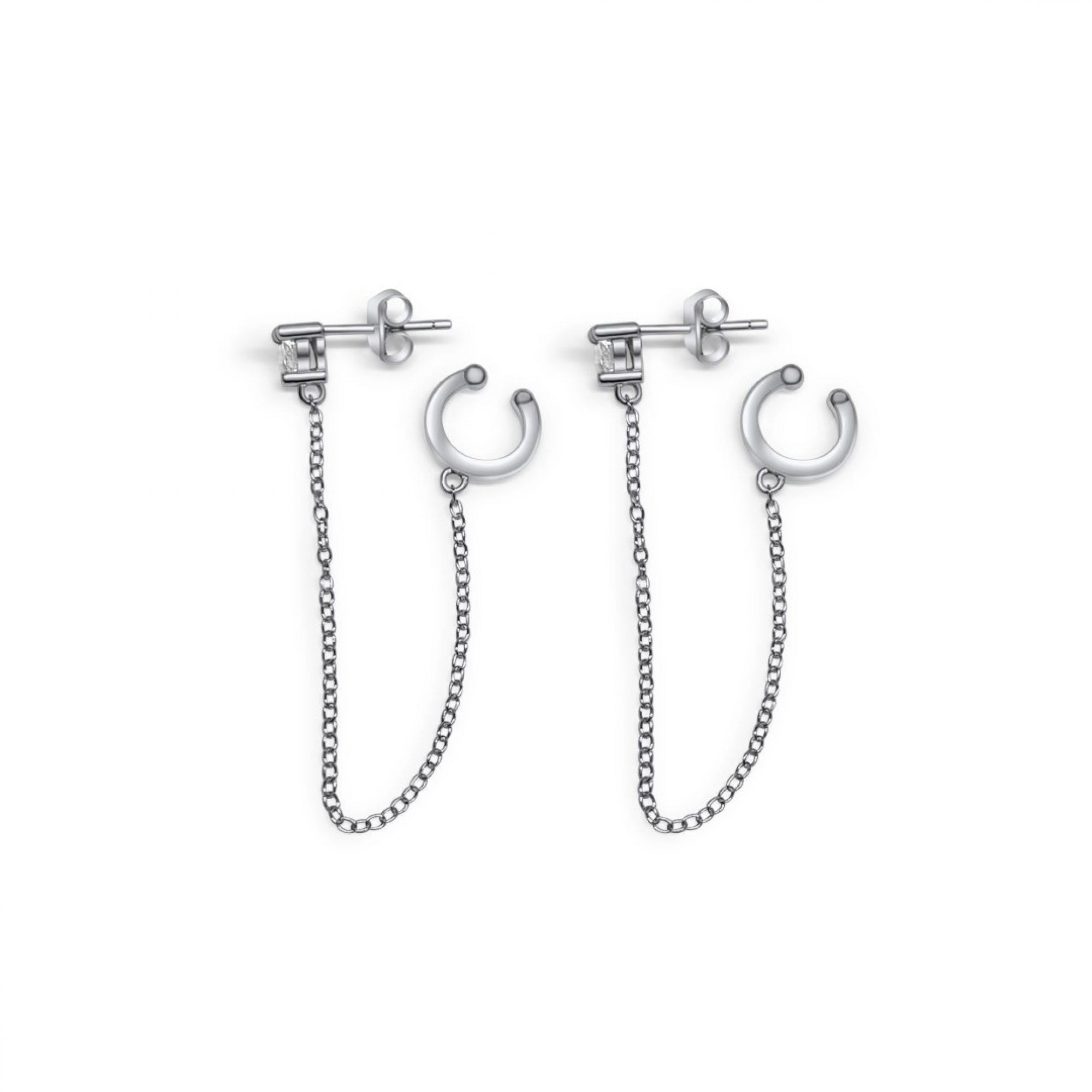Silver earrings with zircon stone
