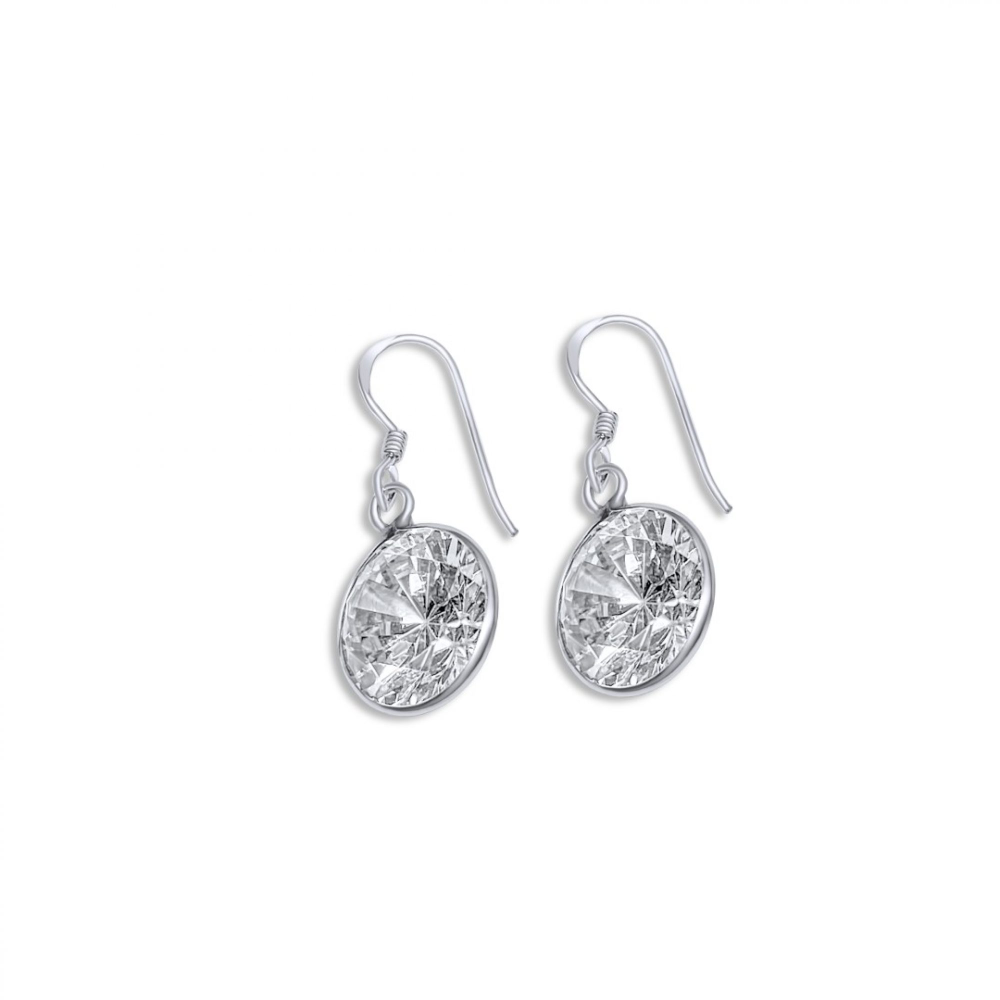 Silver dangle earrings with zircon stone