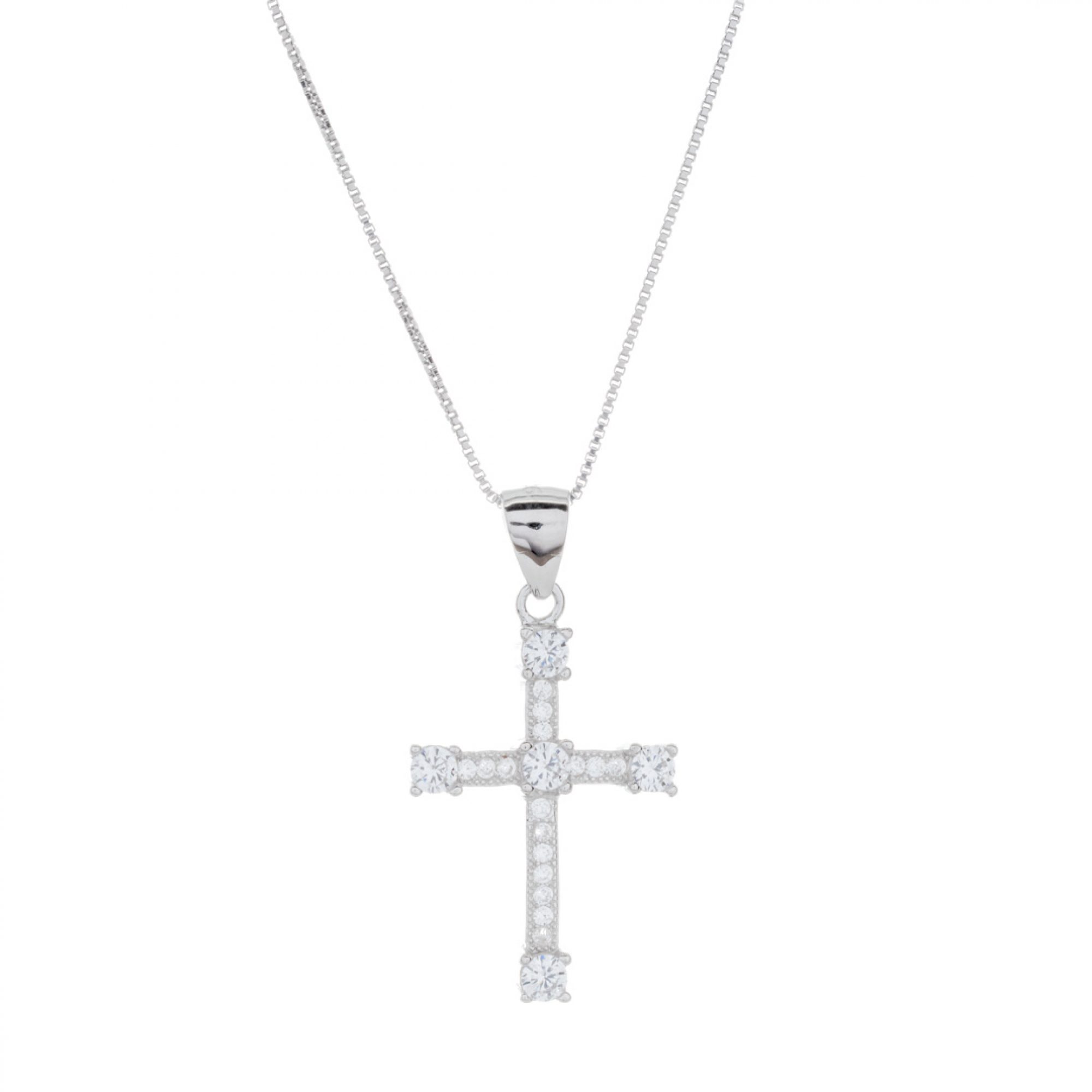 Cross necklace with zircon stones