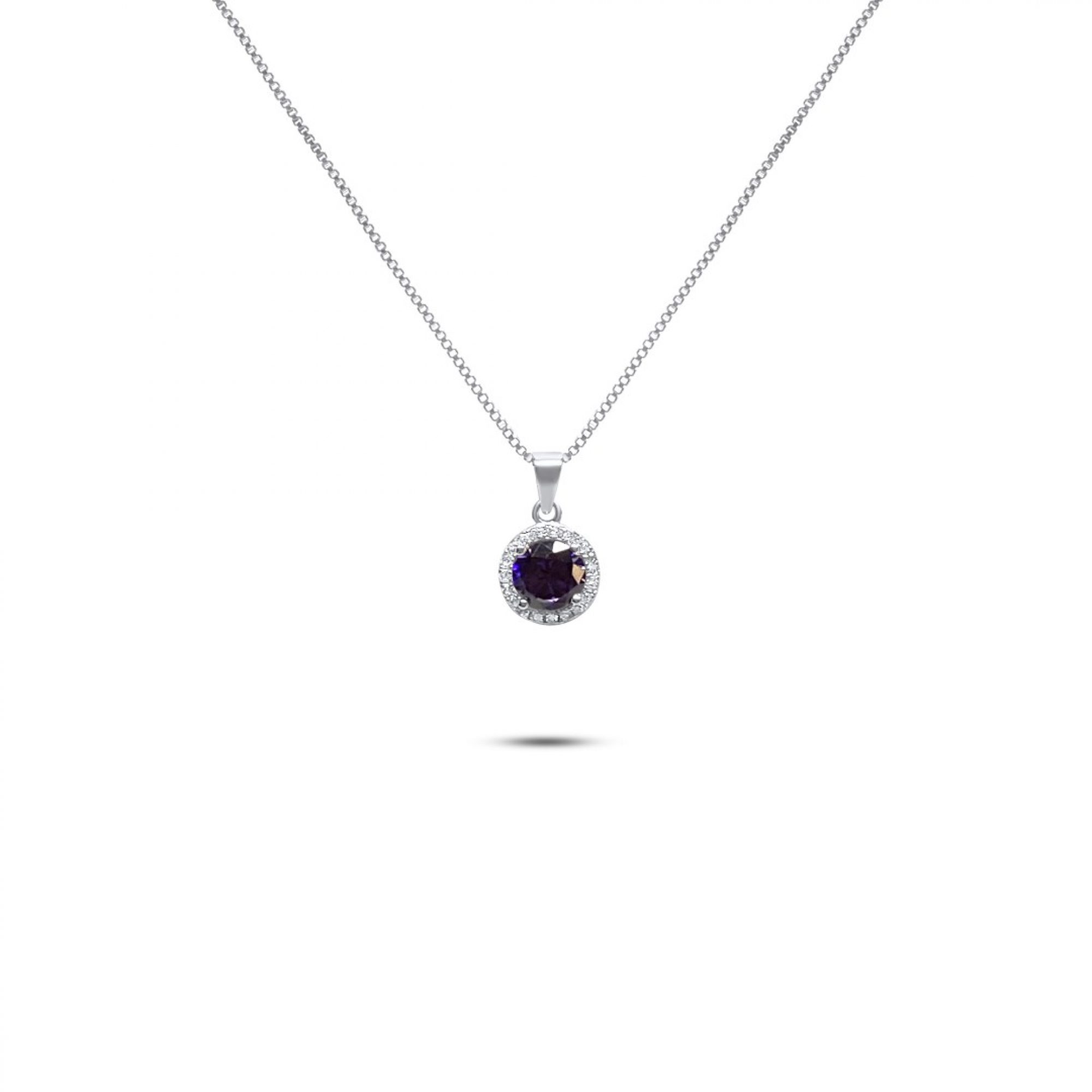 Necklace with amethyst and zircon stones 