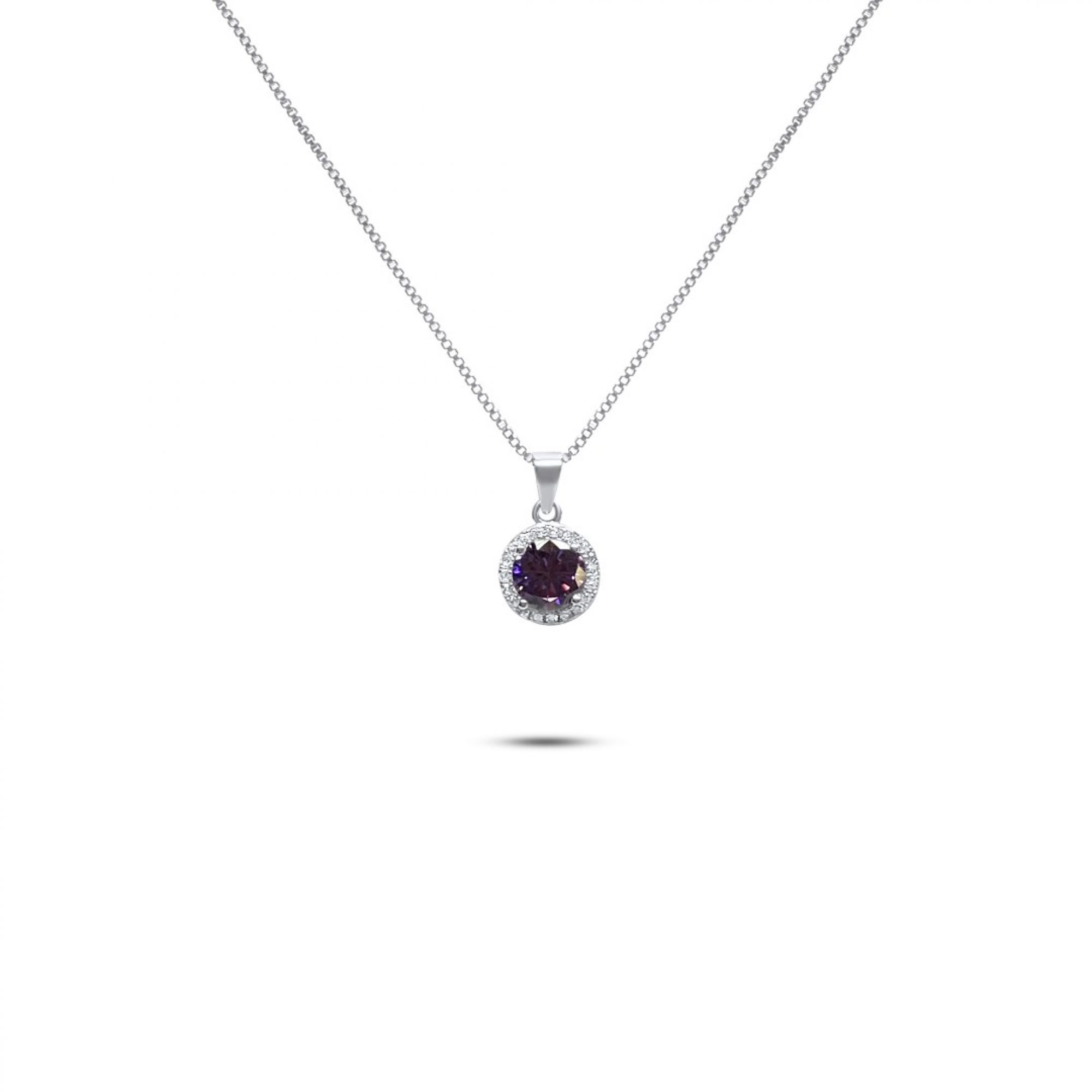Necklace with amethyst and zircon stones 