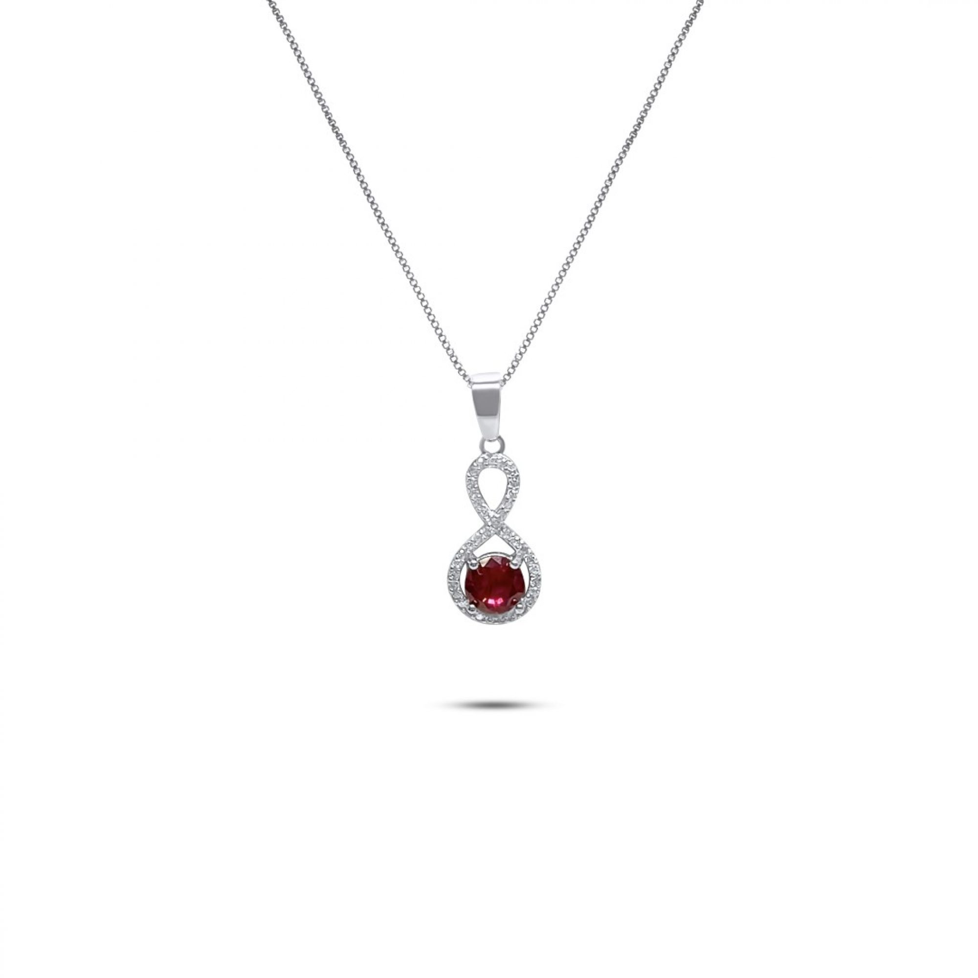 Necklace with ruby zircon stones