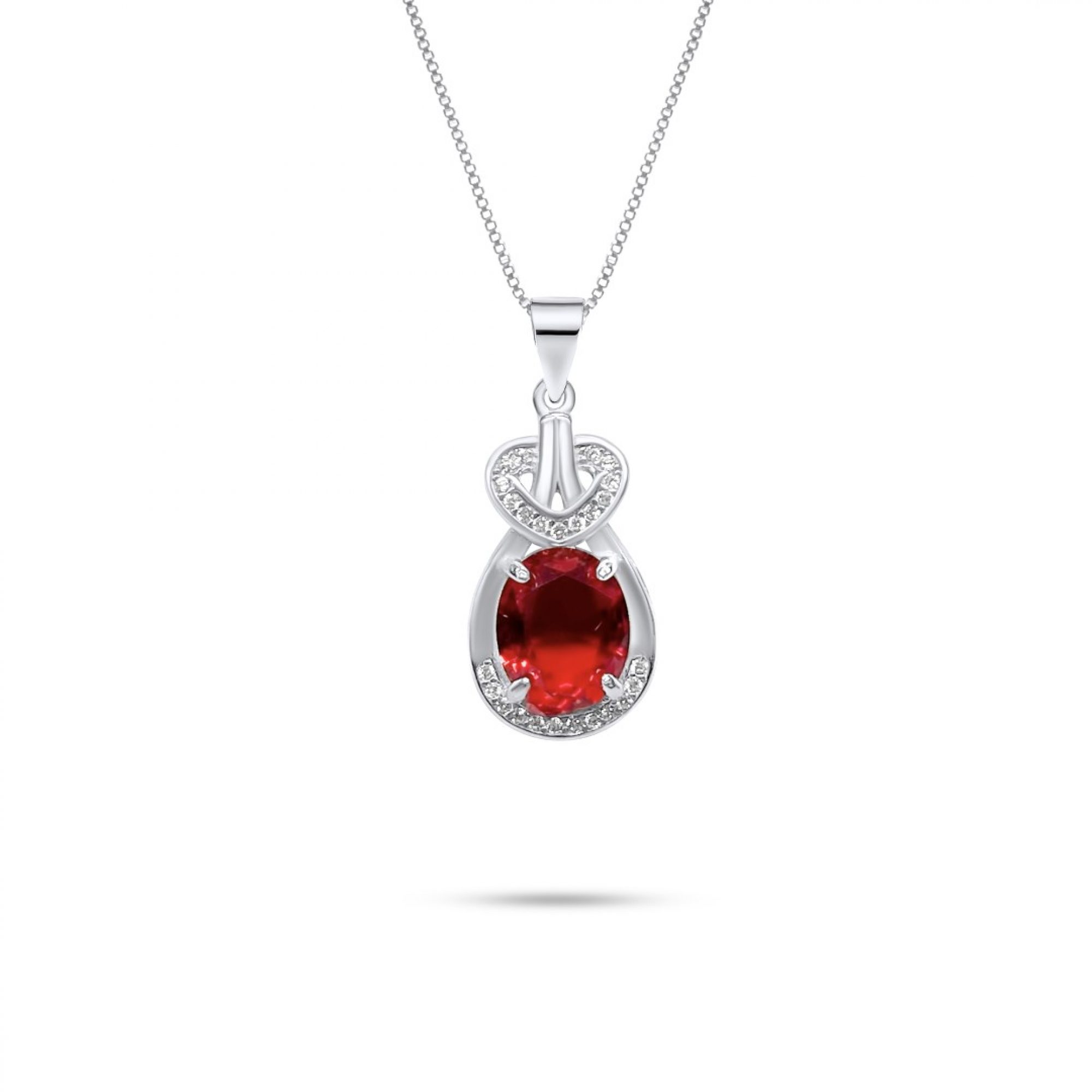 Necklace with ruby zircon stones