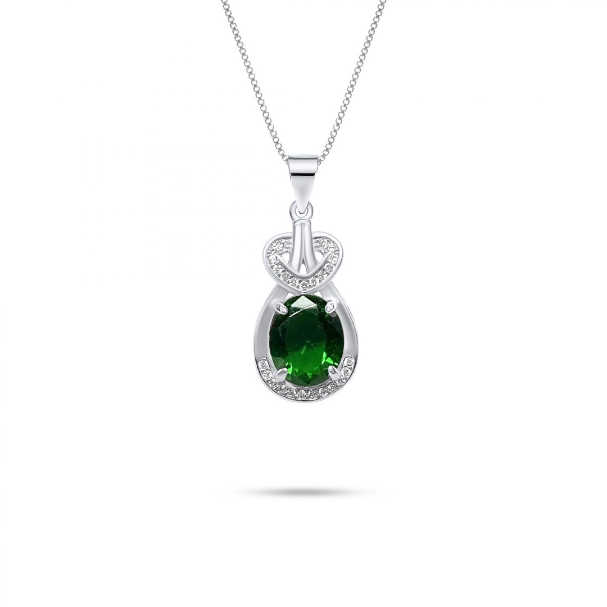 Necklace with emerald and zircon stones 