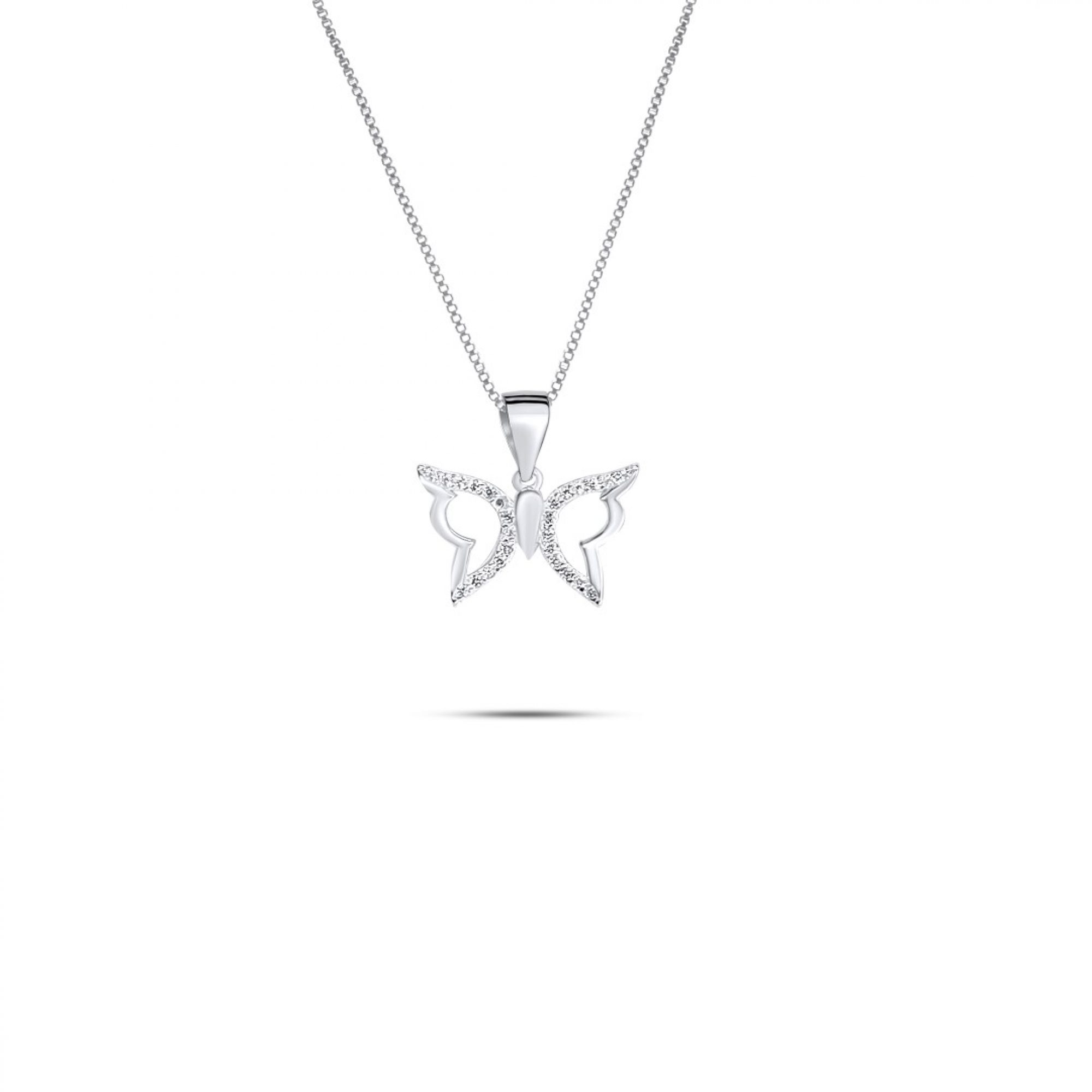 Butterfly necklace with zircon stones