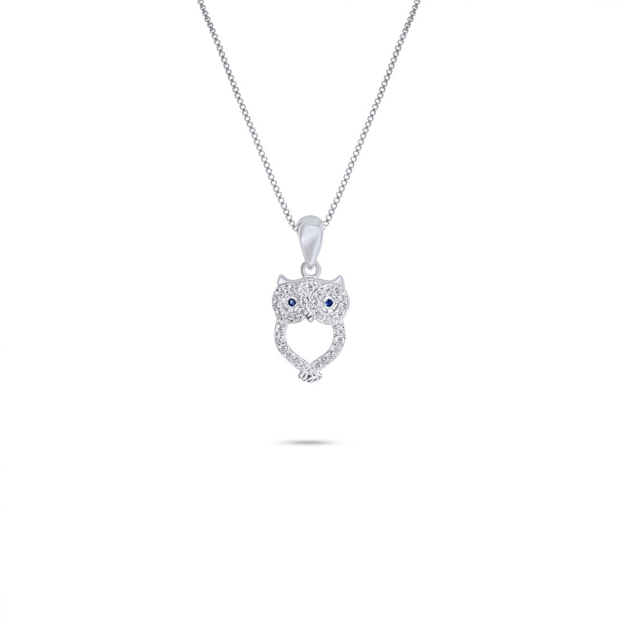 Owl necklace with zircon stones