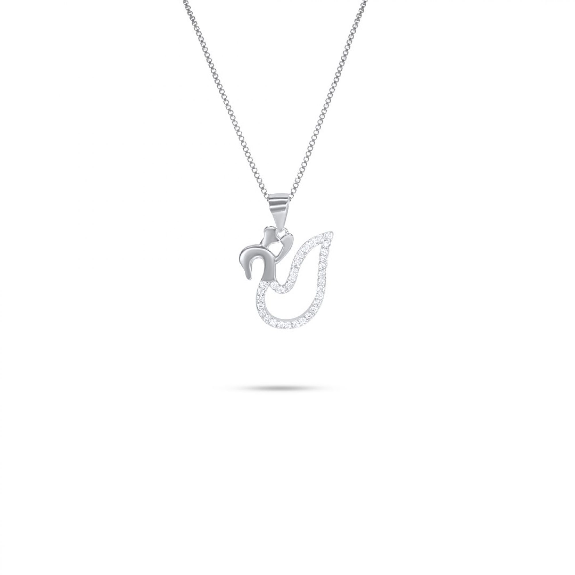 Swan necklace with zircon stones