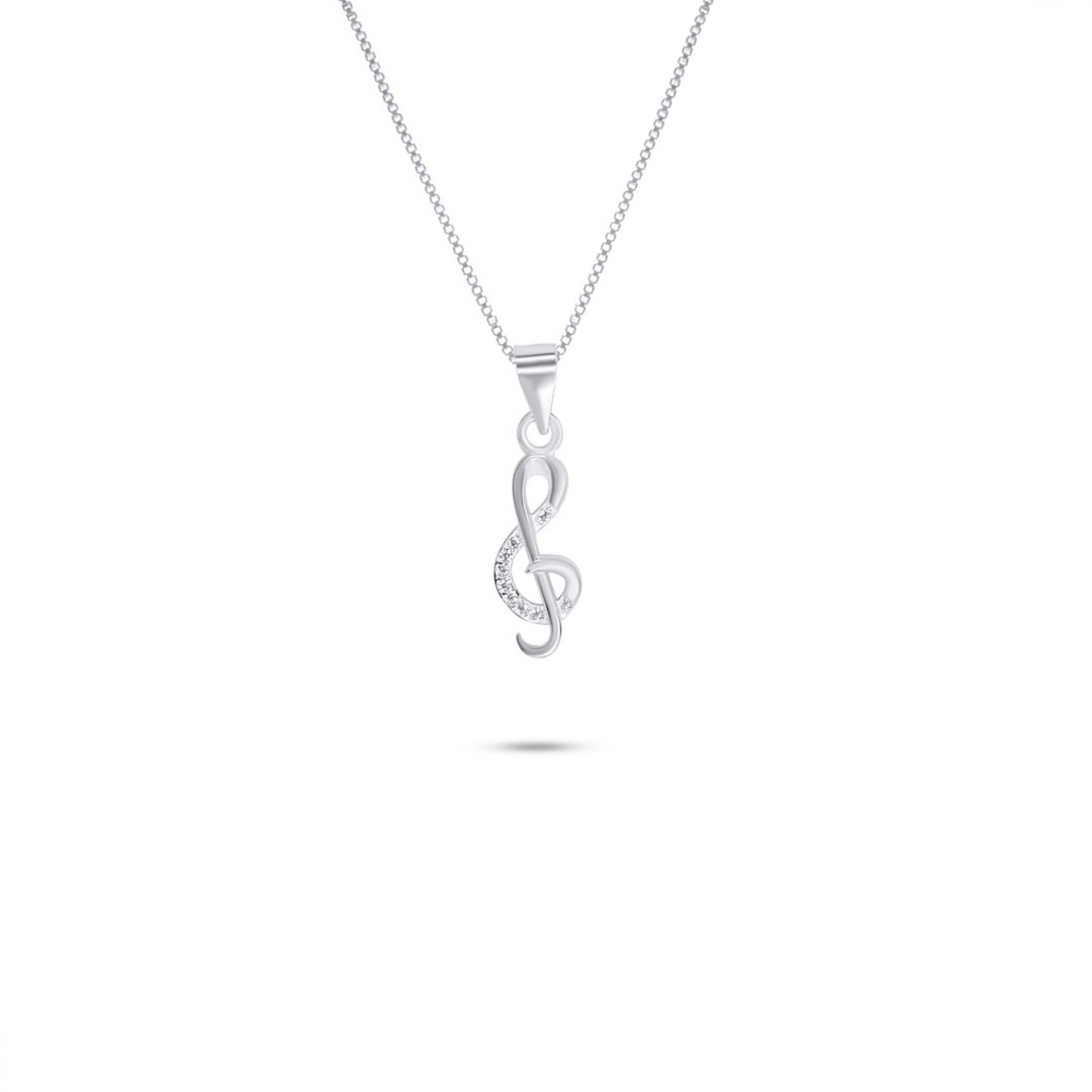 Treble clef necklace with zircon stones