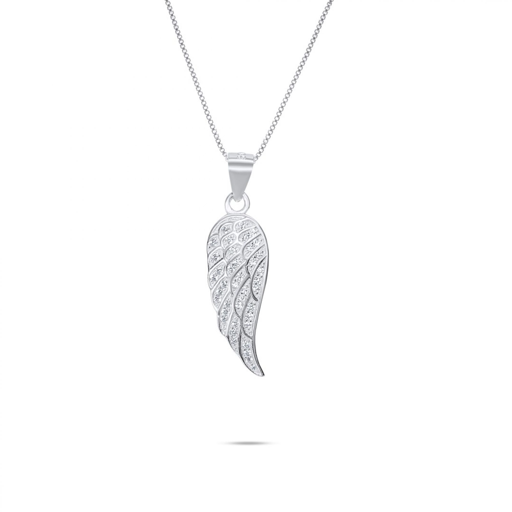 Angel wing necklace with zircon stones