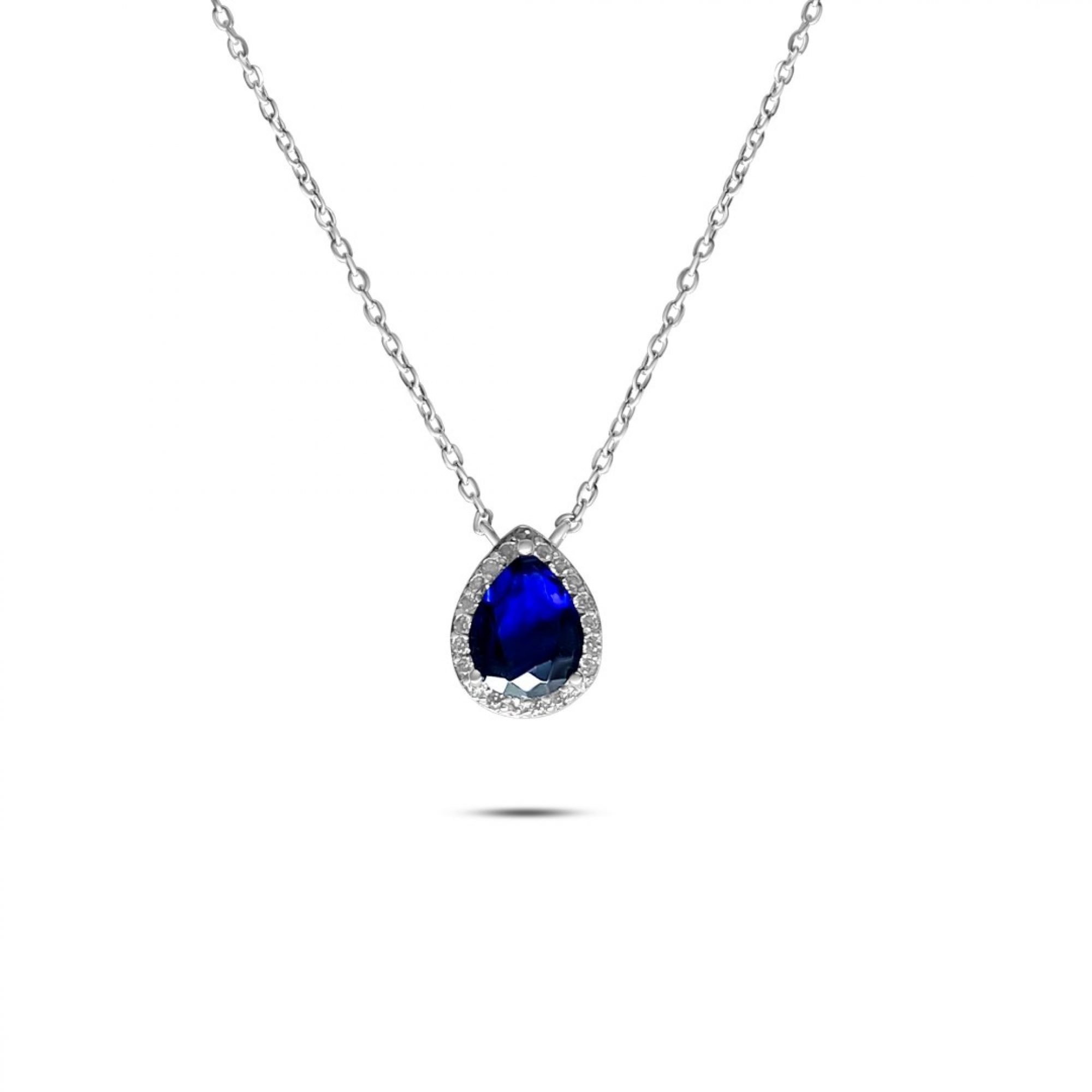 Necklace with sapphire and zircon stones